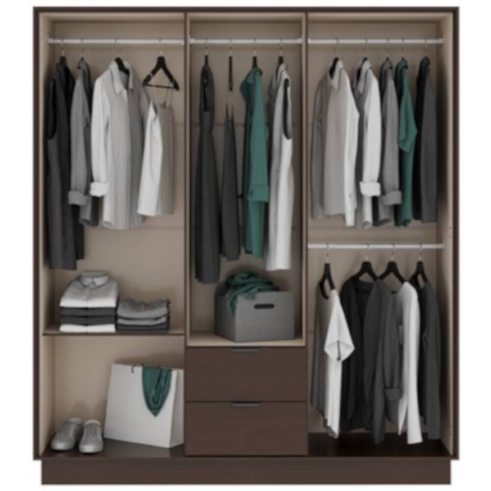 ROPERO CLOSET BERTOLINI 1138 6 PUERTAS CHOCOLATE