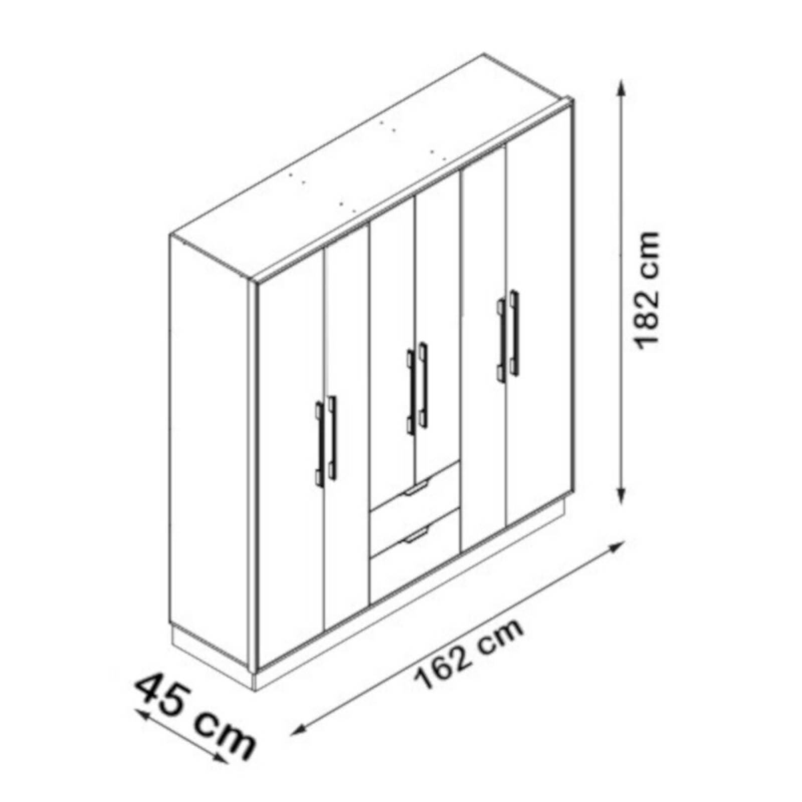 ROPERO CLOSET BERTOLINI 1138 6 PUERTAS CHOCOLATE