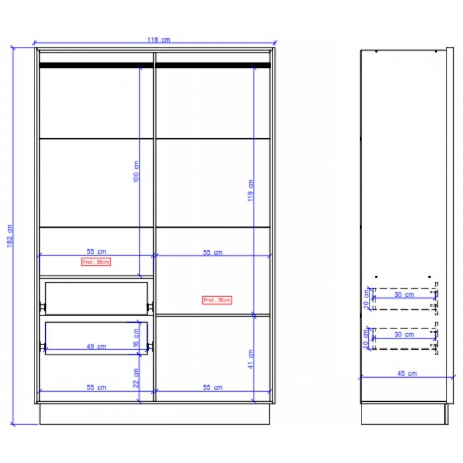 Ropero Clóset Armario Guardarropa Bertolini 1136 Legno