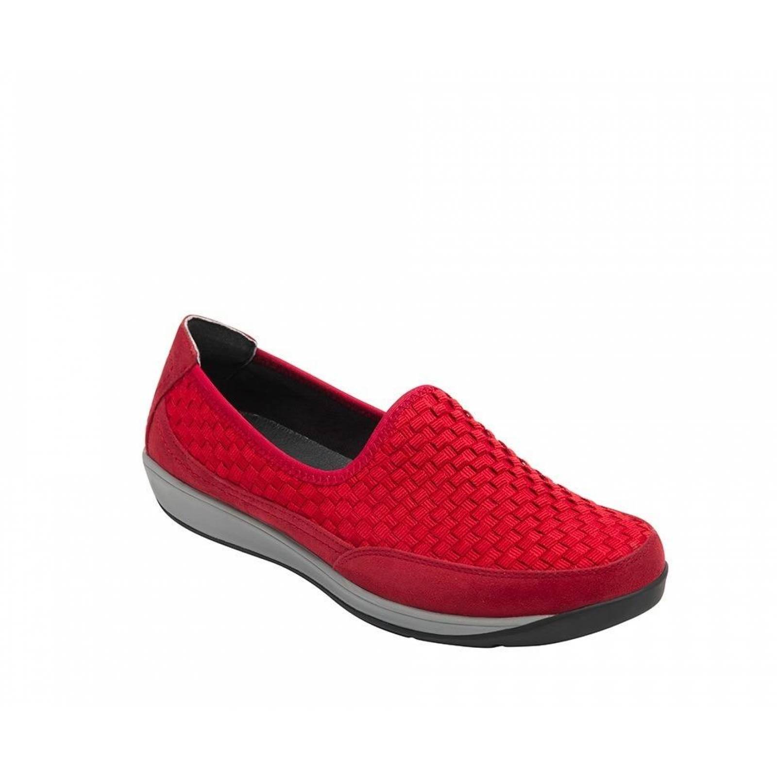 Calzado Dama Mujer Sneaker Flexi Tejido Textil Rojo Comodo 