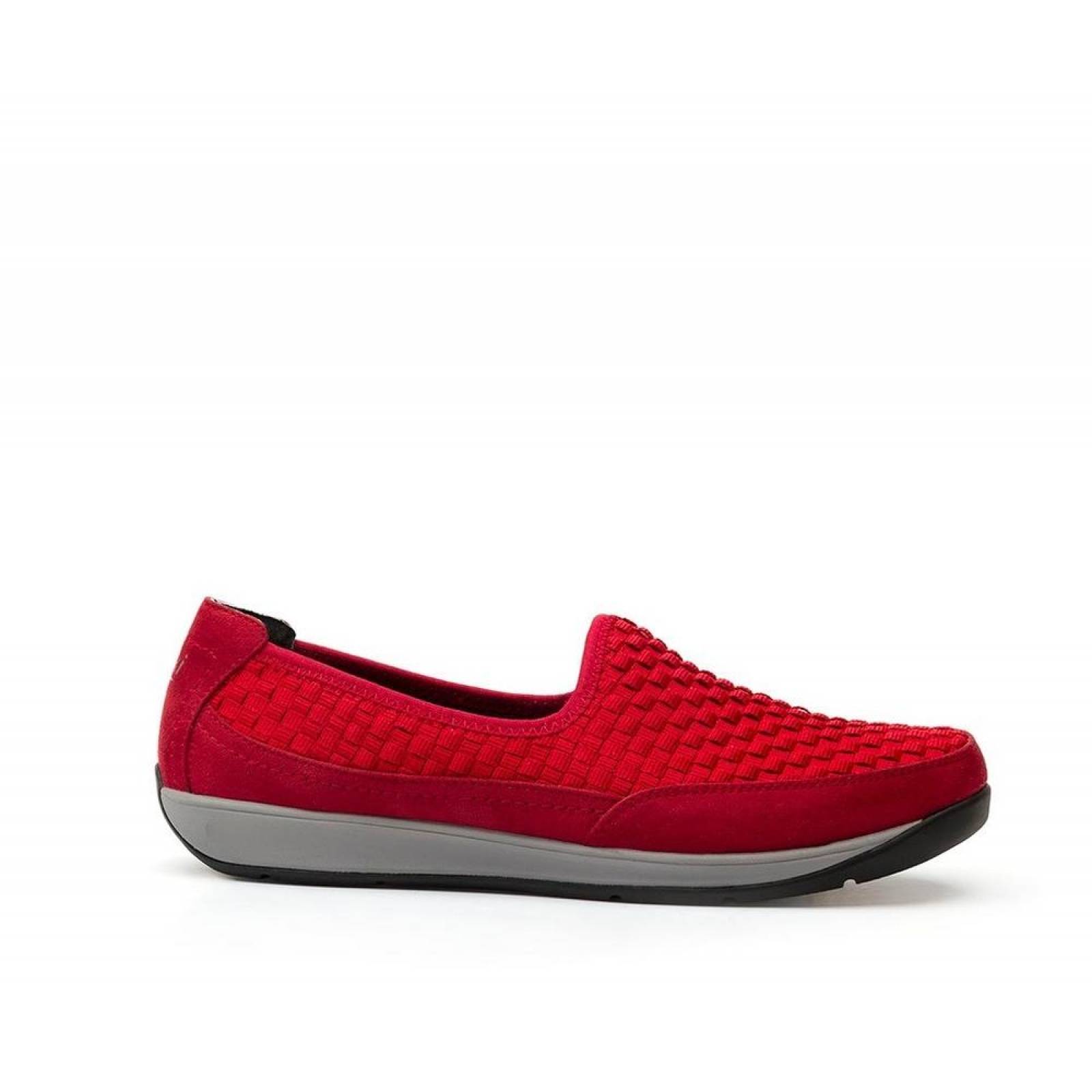 Calzado Dama Mujer Sneaker Flexi Tejido Textil Rojo Comodo 