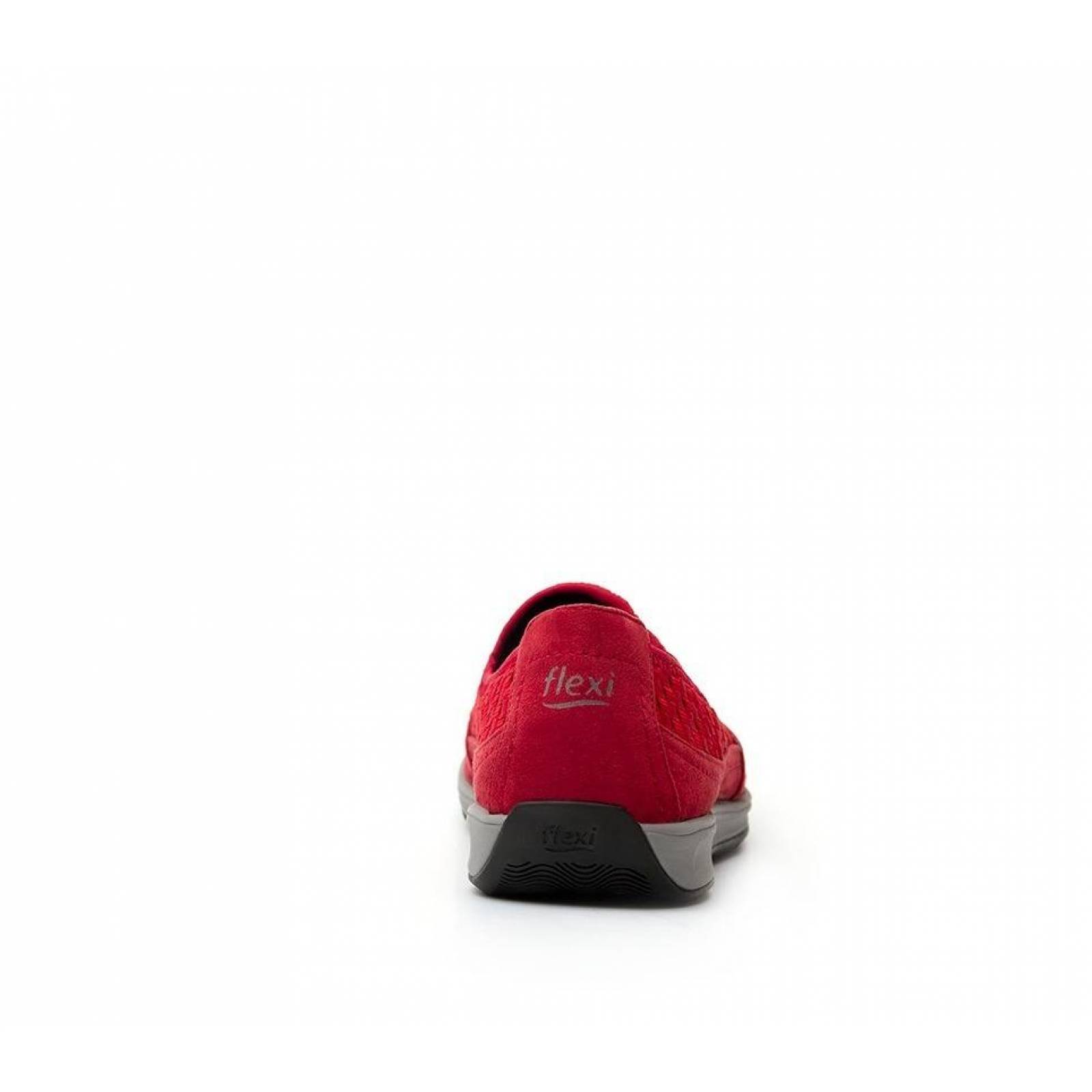 Calzado Dama Mujer Sneaker Flexi Tejido Textil Rojo Comodo 