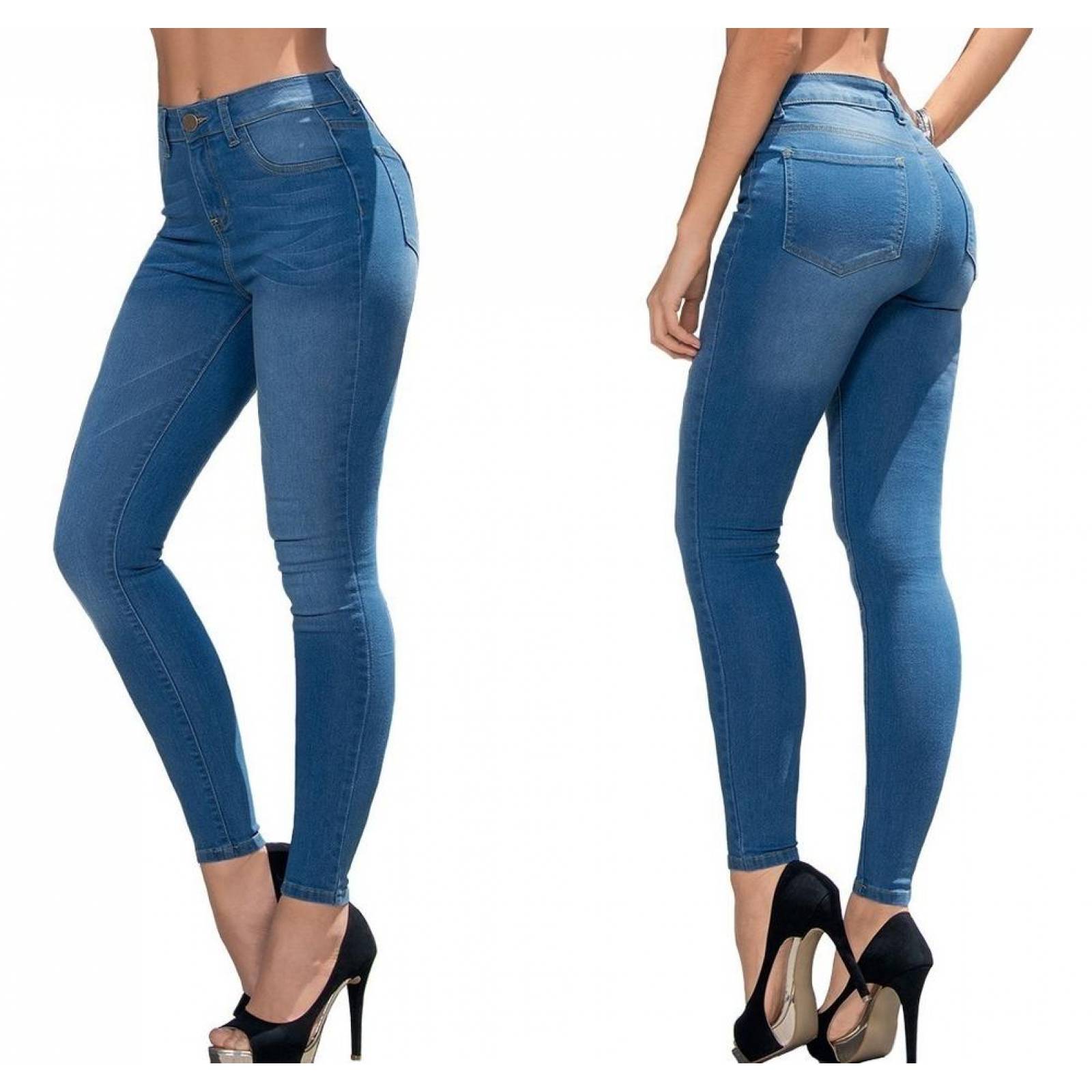 Pantalon Jeans Dama Mujer Mezclilla Azul Ajustado Skinny