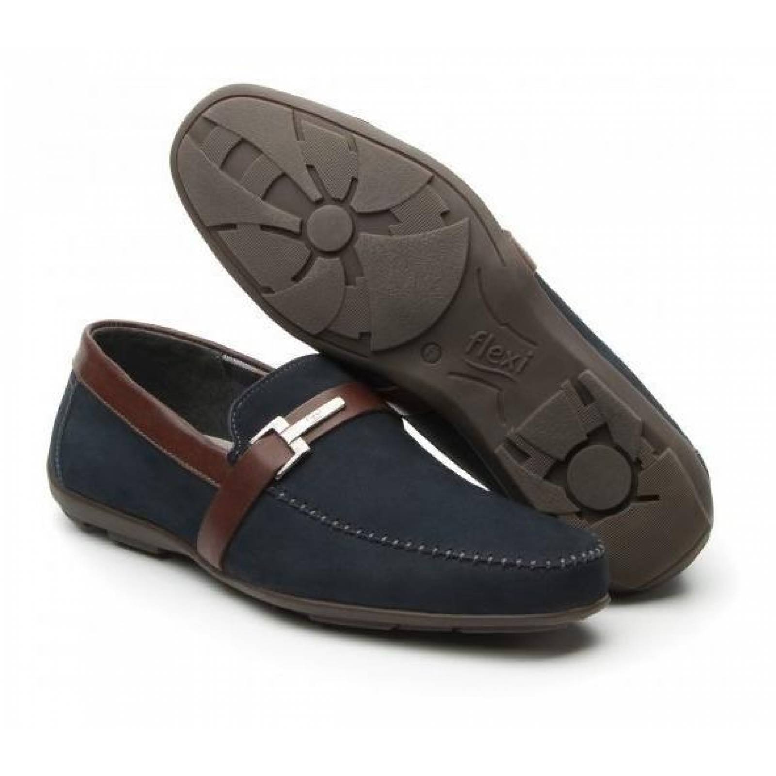 Calzado Hombre Caballero Zapato Flexi Mocasin Piel En Azul 