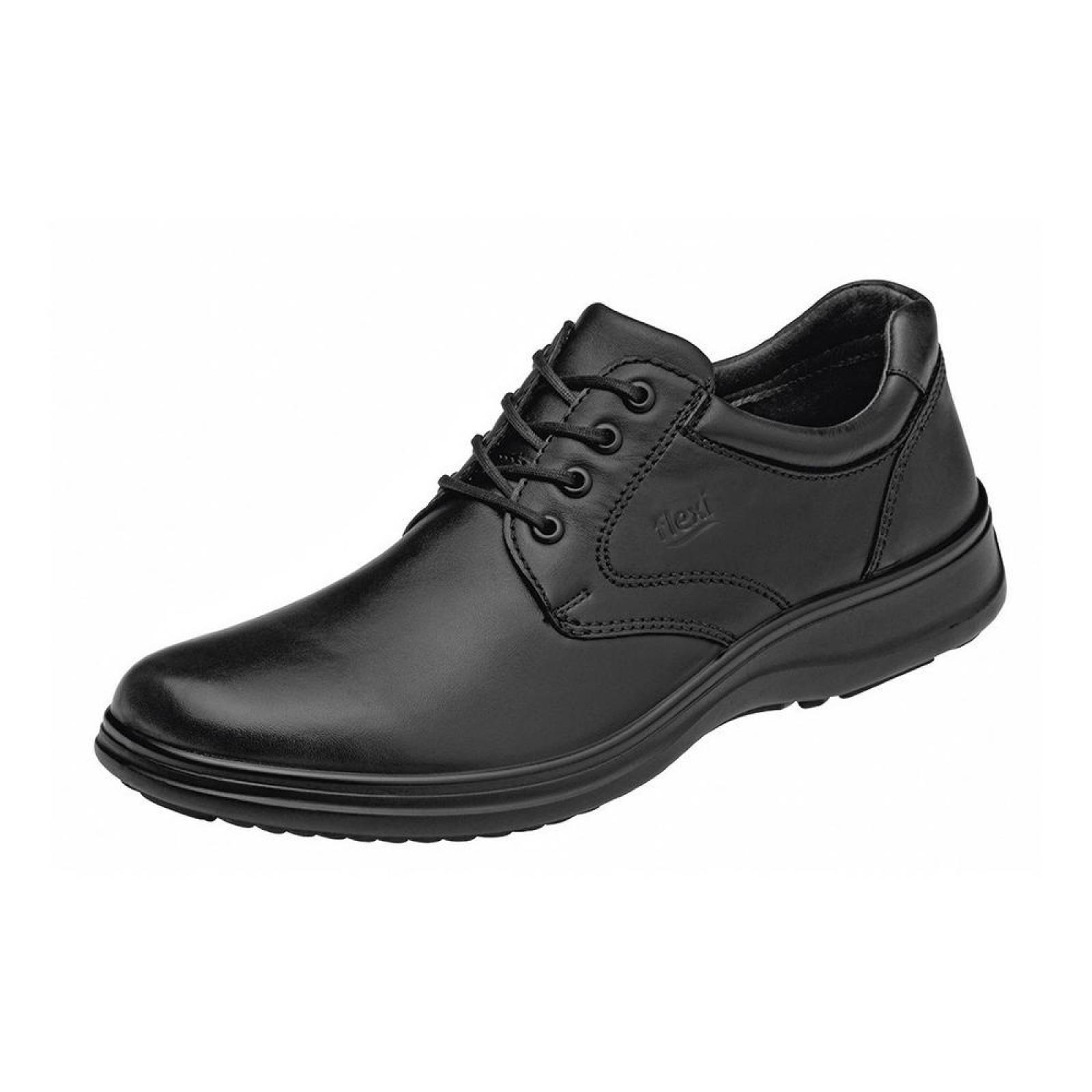 Calzado Hombre Caballero Zapato Casual Flexi En Piel Negro 