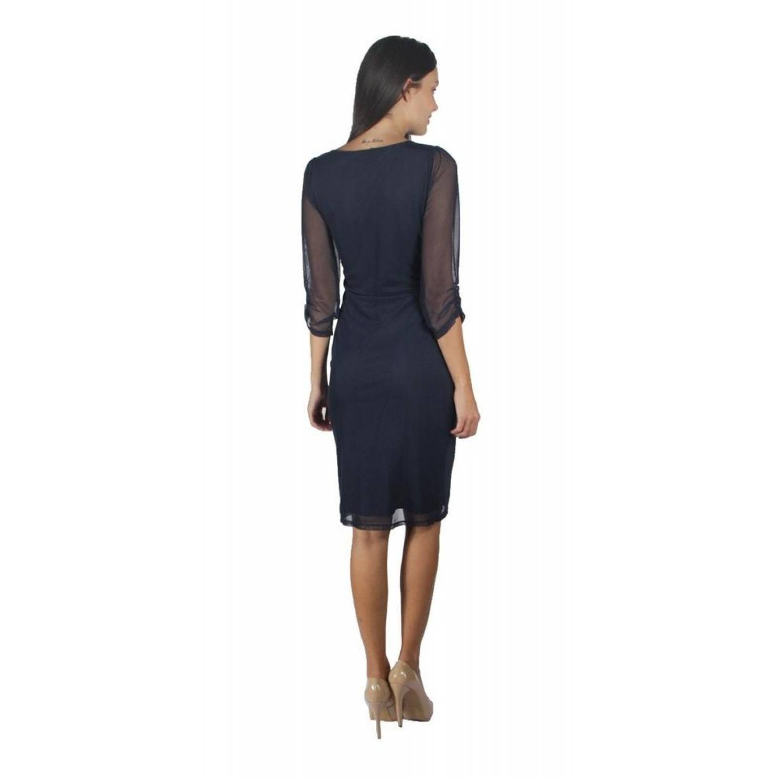 Vestido Para Mujer Manga Larga Mesh Cruzado Mesh Formal 