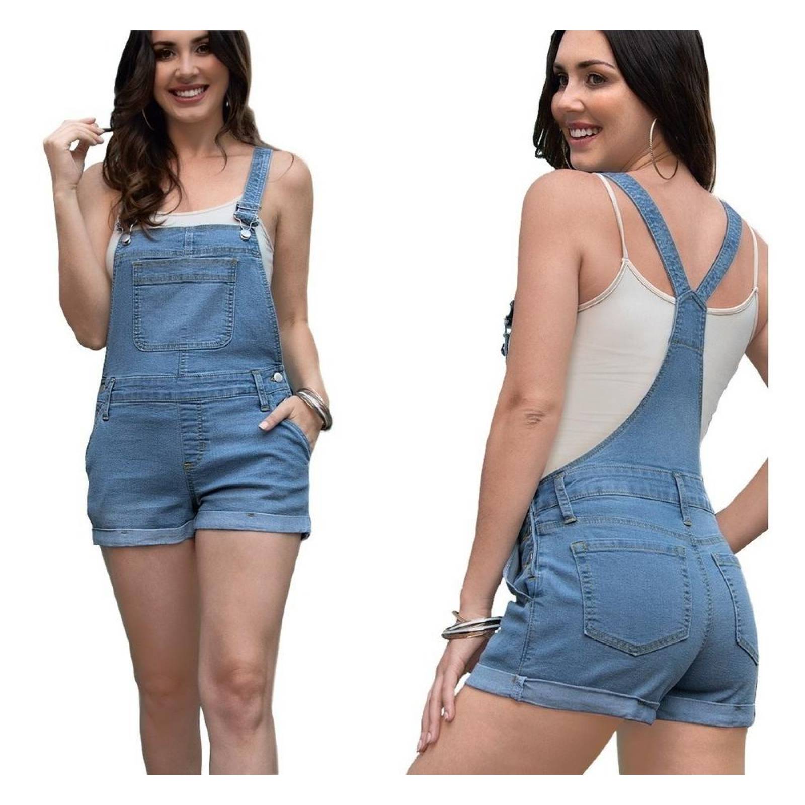 Jumper Mujer Dama Short Denim Verano Casual