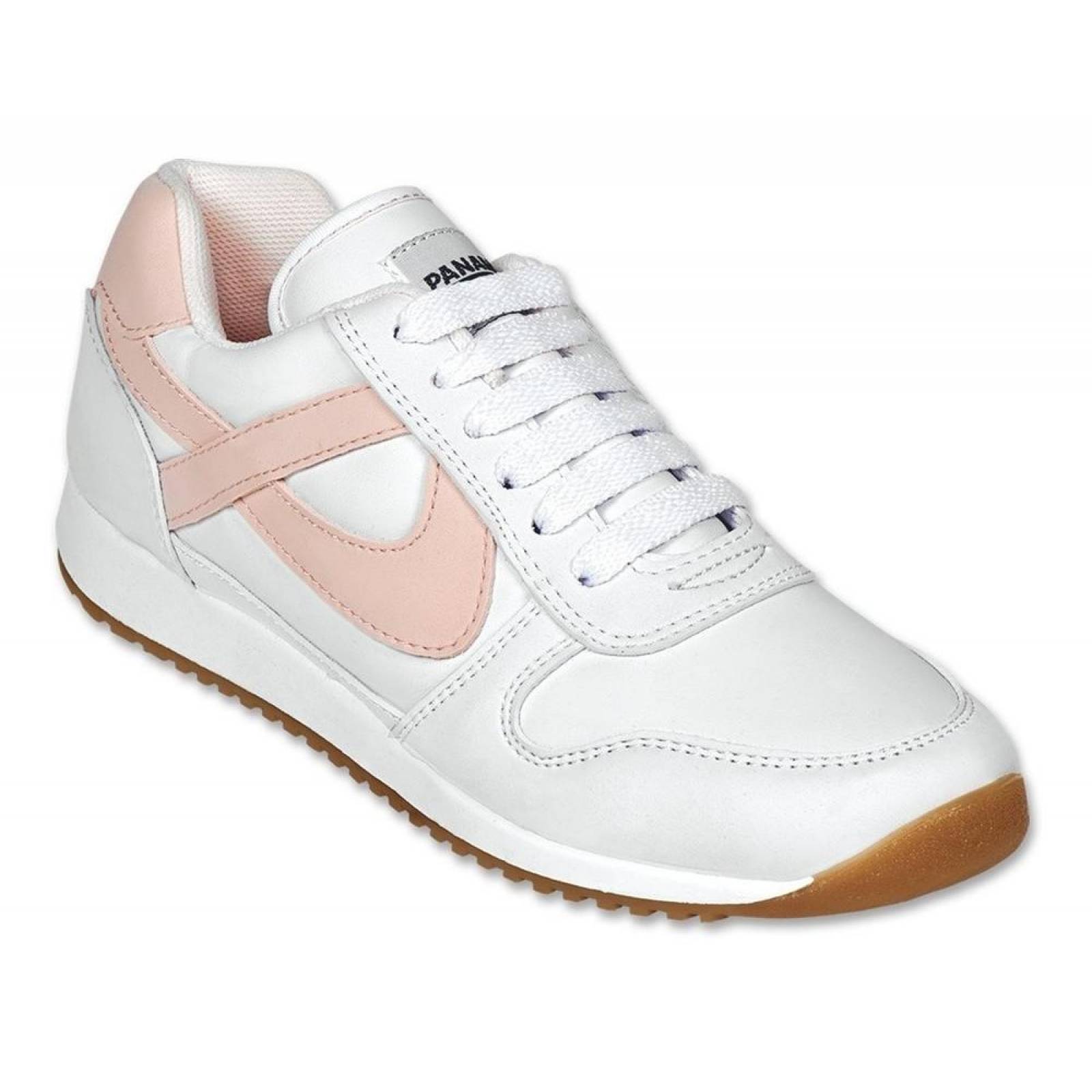 Calzado Dama Mujer Tenis Panam Tipo Piel Blanco Casual Comod 