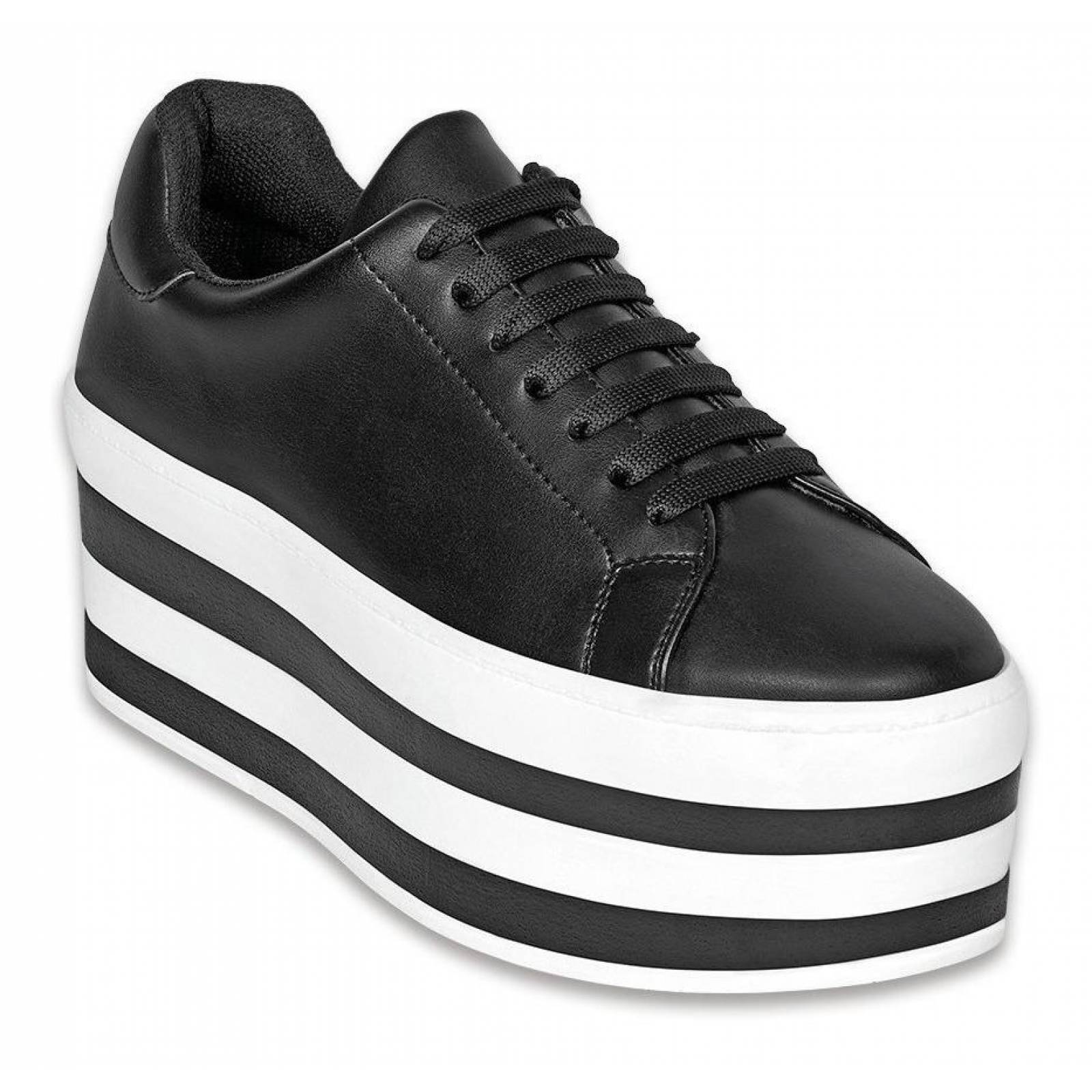 Calzado Dama Mujer Casual Tenis Negro Cómodo