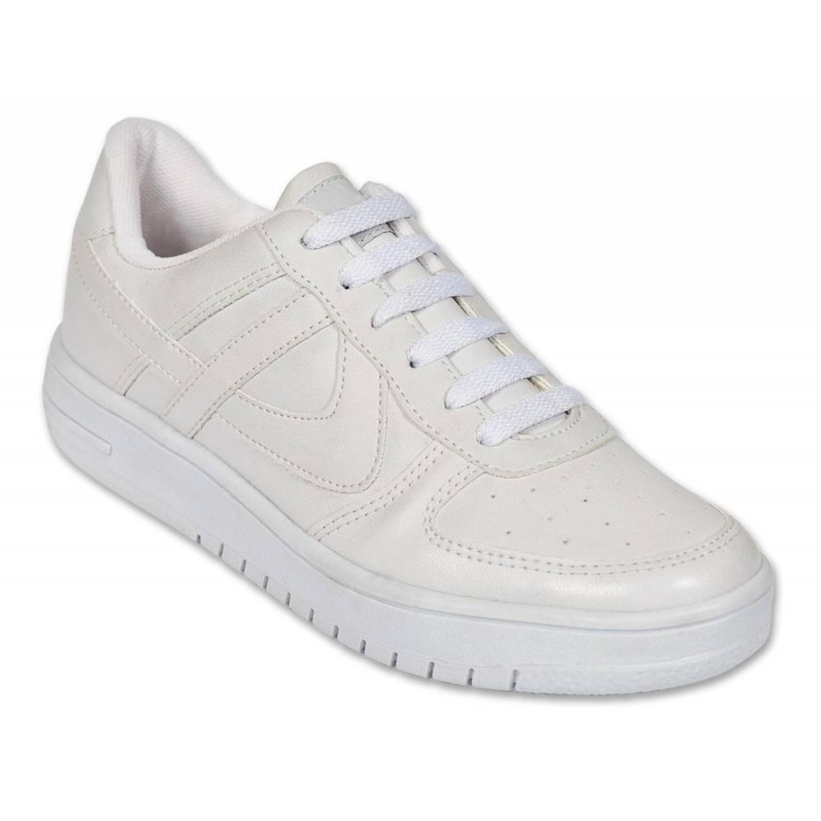 Calzado Dama Mujer Tenis Clasico Panam Tipo Piel Blanc Comod 