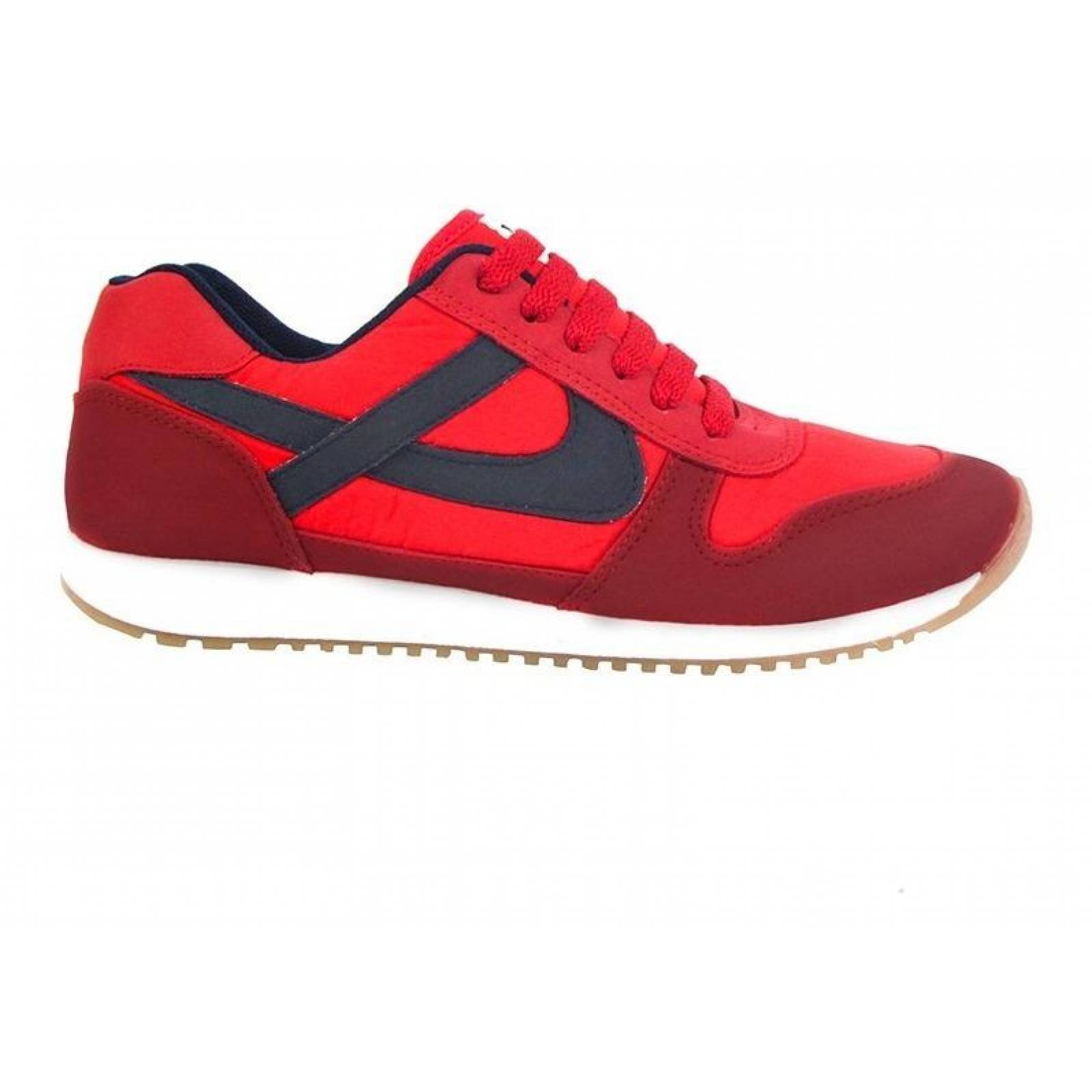 Tenis Hombre Caballero Panam Textil Rojo Casuales 