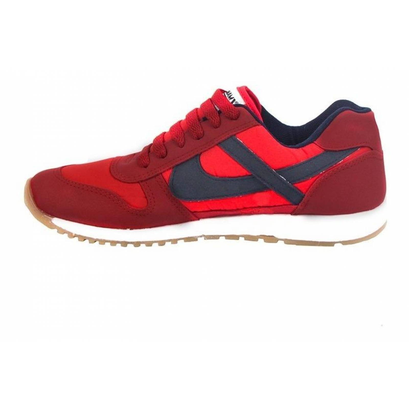 Tenis Hombre Caballero Panam Textil Rojo Casuales 