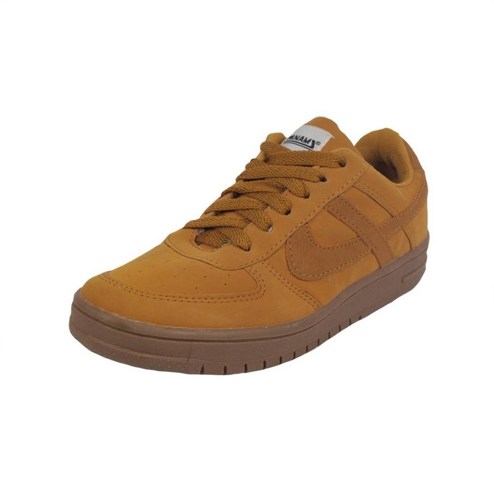 Tenis Hombre Caballero Panam Tipo Gamuza Ocre Casuales 