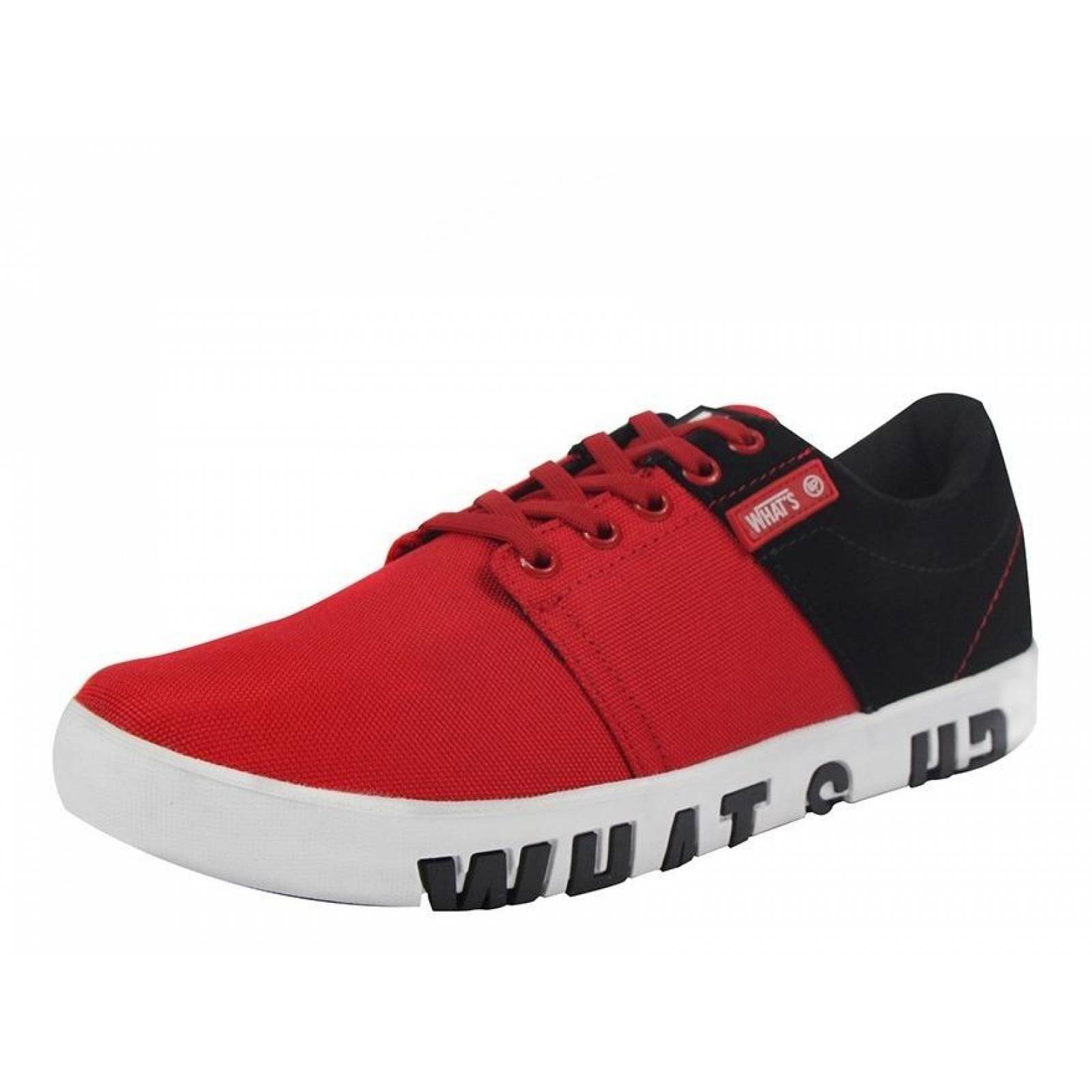 Tenis Hombre Caballero What's Up Textil Rojo Urbano