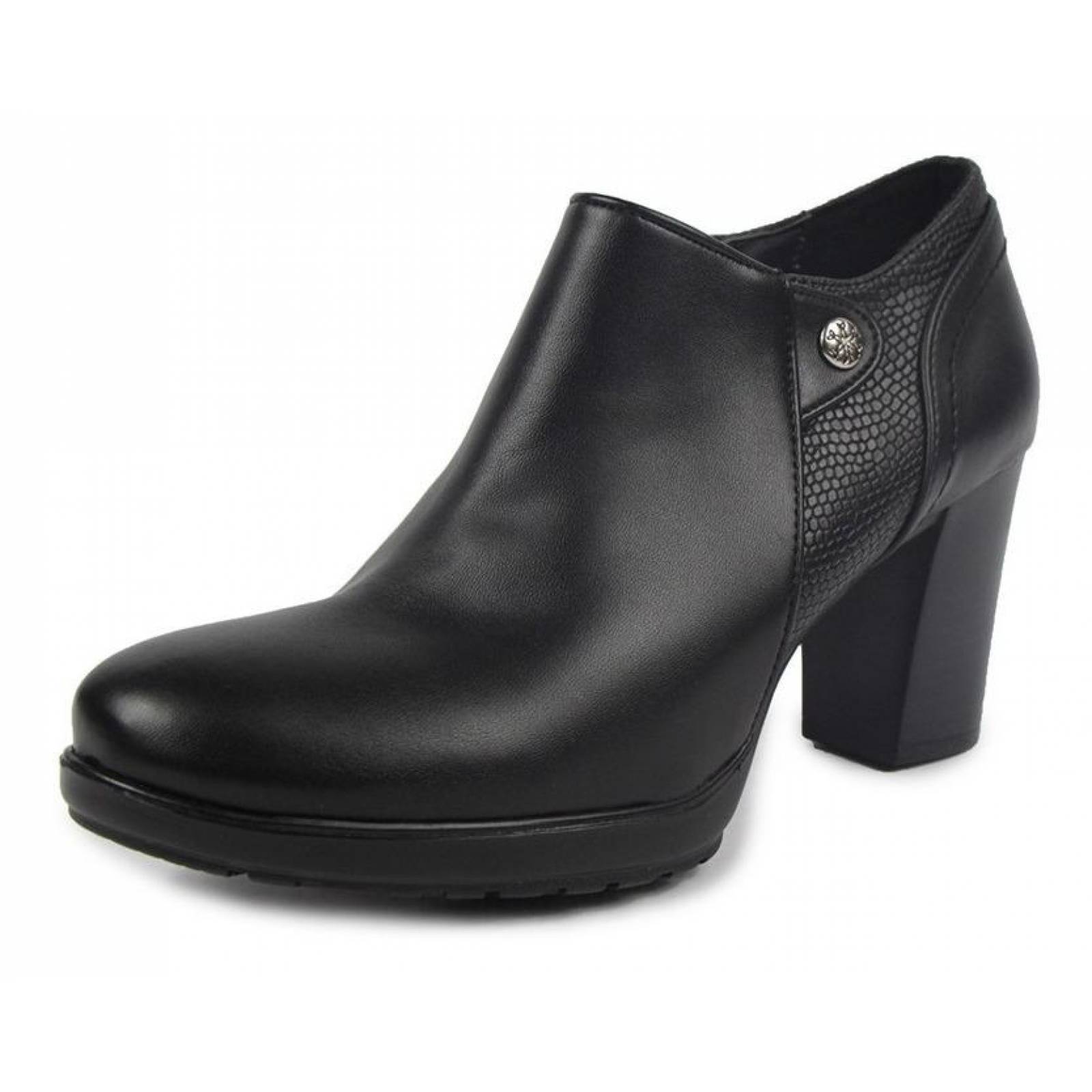 Botines Dama Mujer Tipo Piel Negro Casual Formal Cómodos 