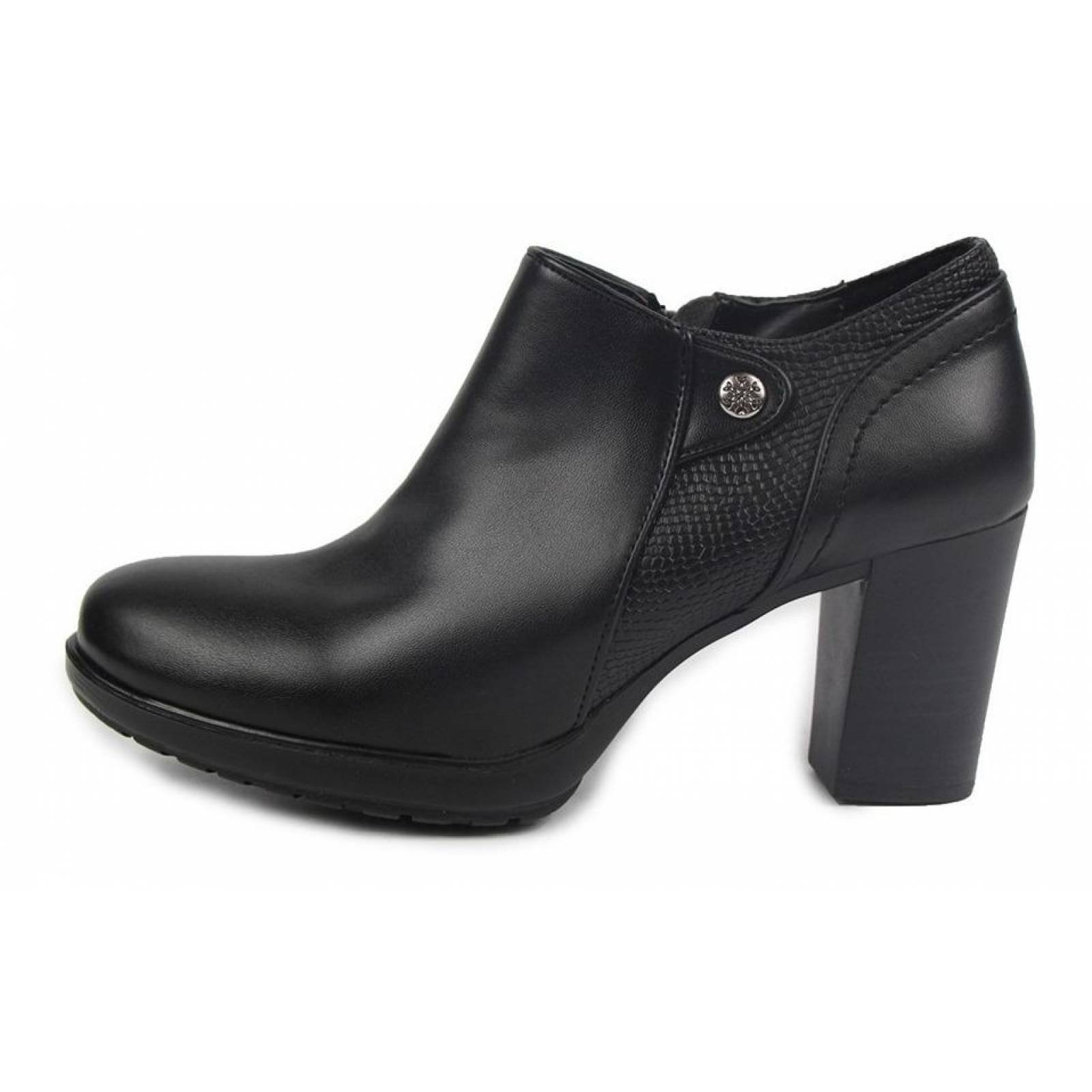 Botines Dama Mujer Tipo Piel Negro Casual Formal Cómodos 