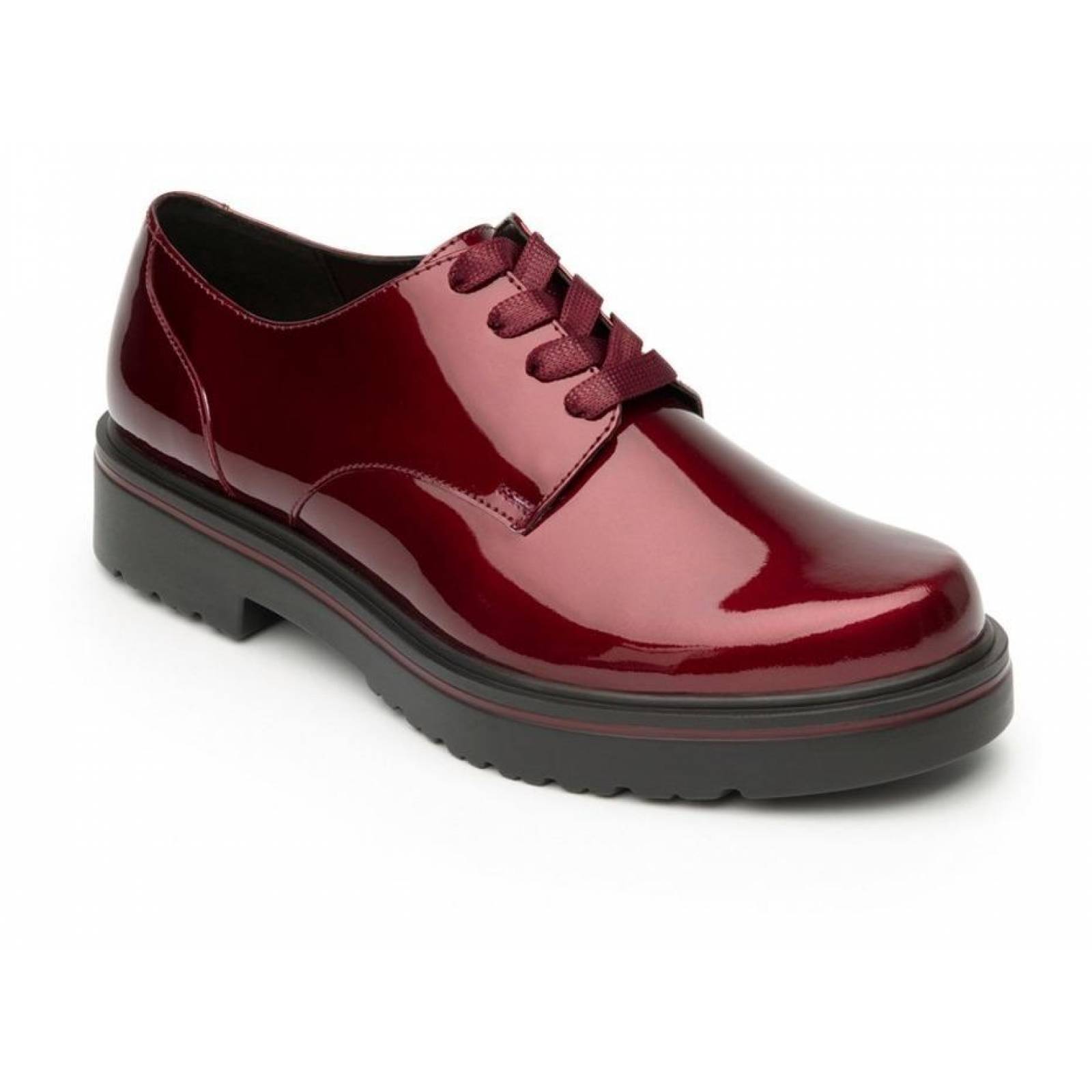 Zapatos Dama Mujer Flexi Charol Vino Casuales Cómodos