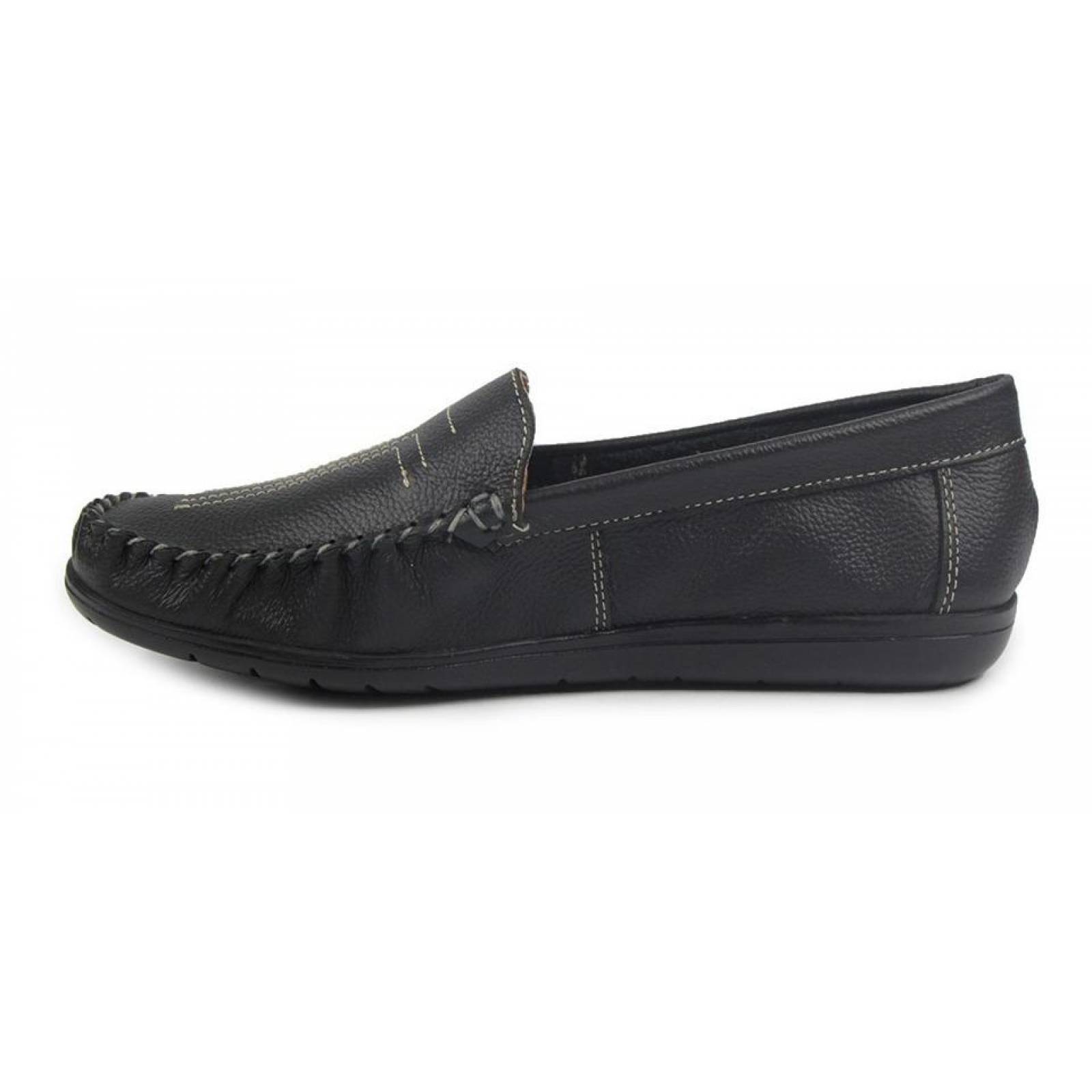 Zapatos Dama Mujer Confort Duo 2x1 Piel Hueso Negro Casual 