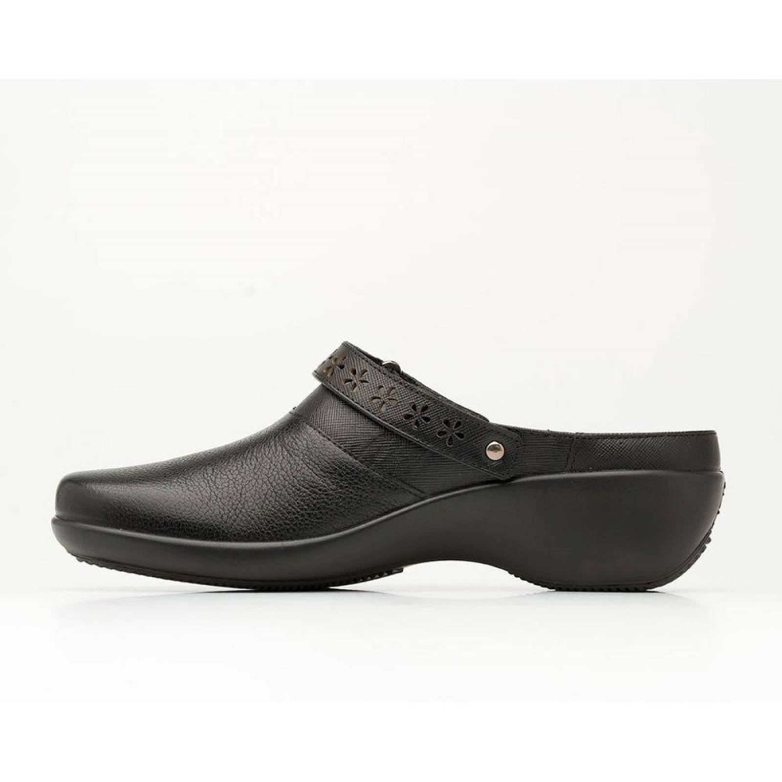 Zapatos Dama Mujer Suecos Flexi Piel Negro Casuales 