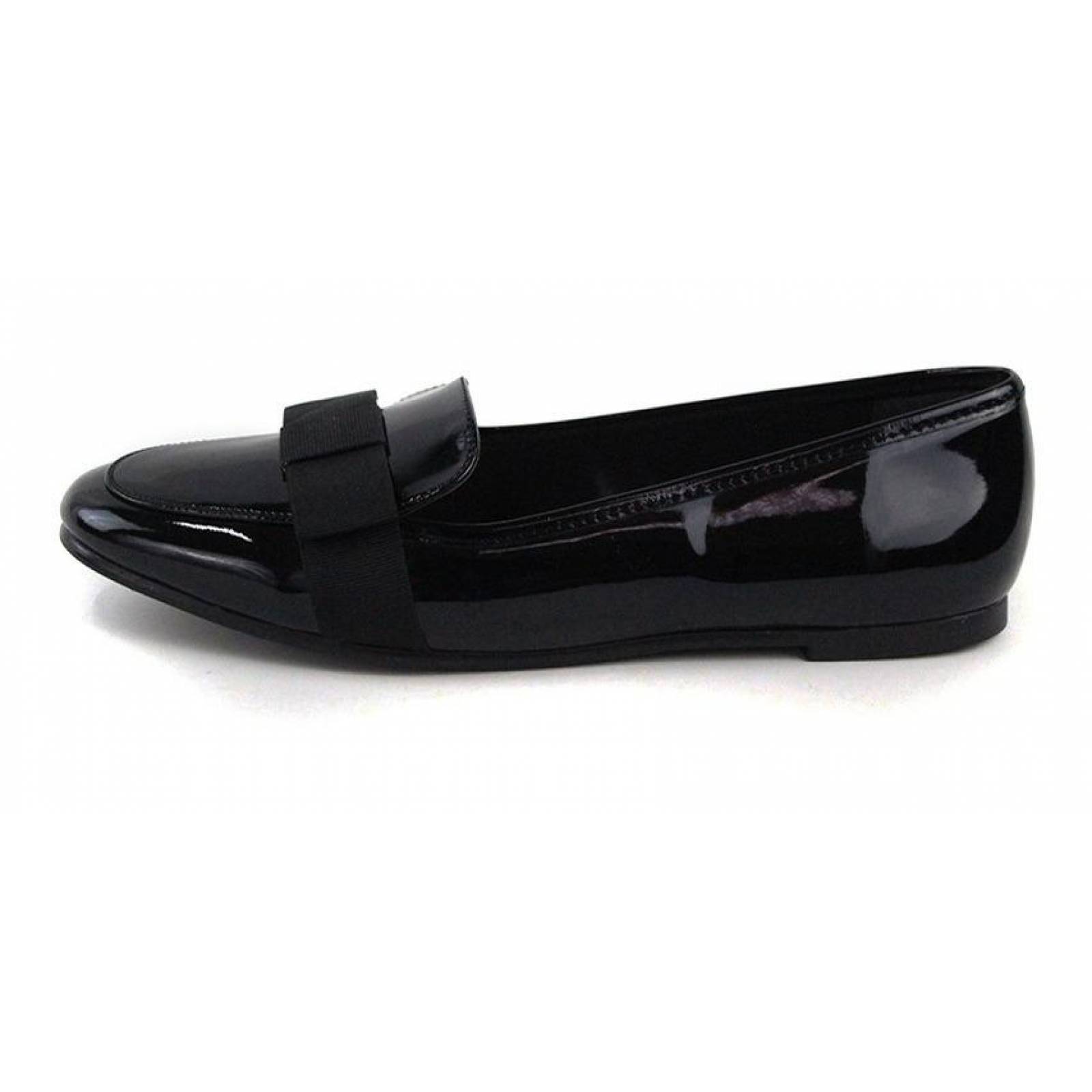 Calzado Dama Mujer Zapato Flat Casual Charol En Negro Comodo 