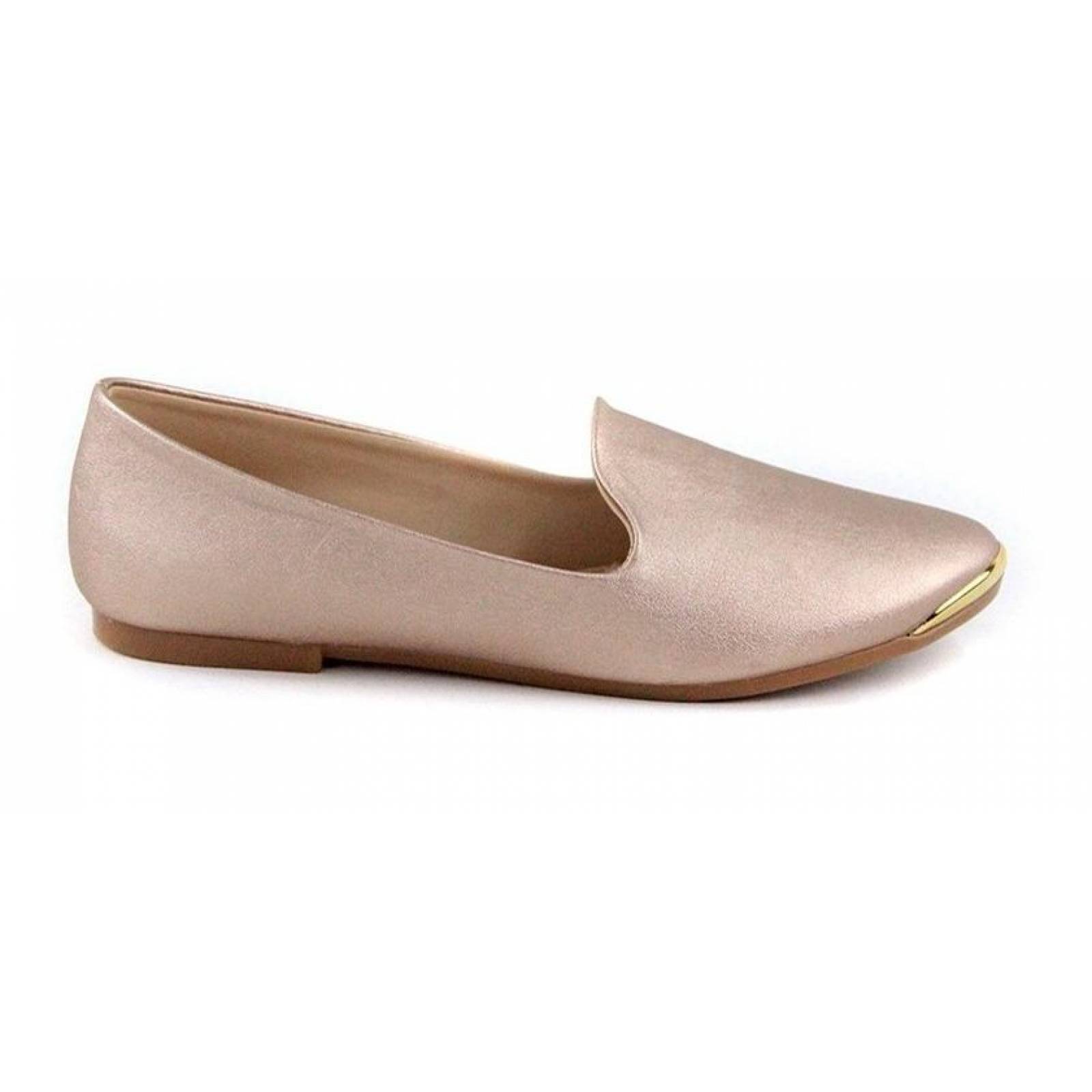 Calzado Dama Mujer Zapato Flat Clasben Tipo Piel Oro Rosado 