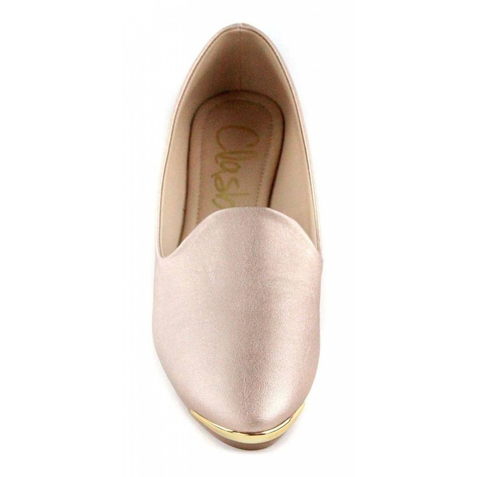 Calzado Dama Mujer Zapato Flat Clasben Tipo Piel Oro Rosado 