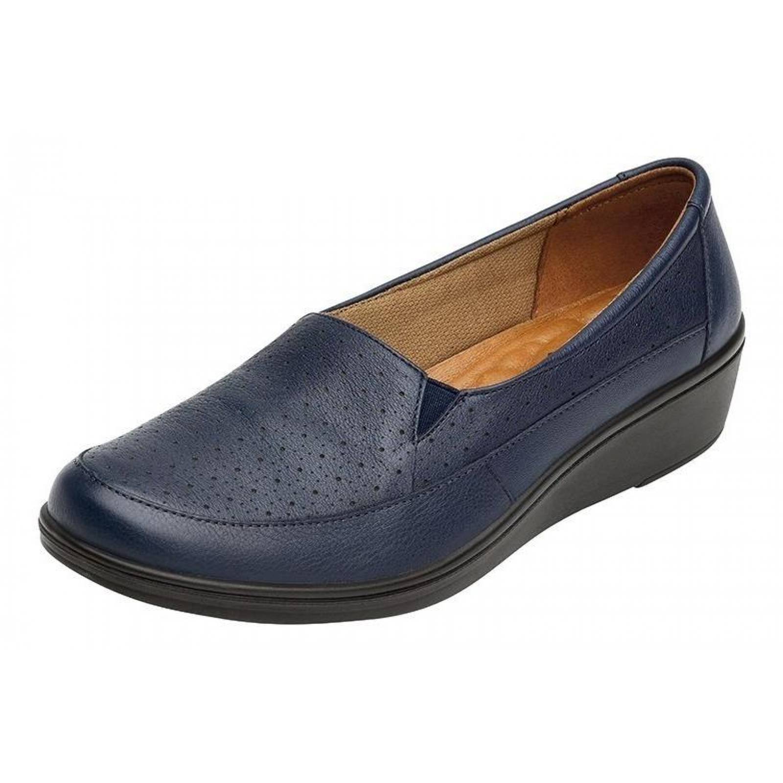 Calzado Dama Mujer Zapato Casual Flexi Piel En Azul Cómodo 