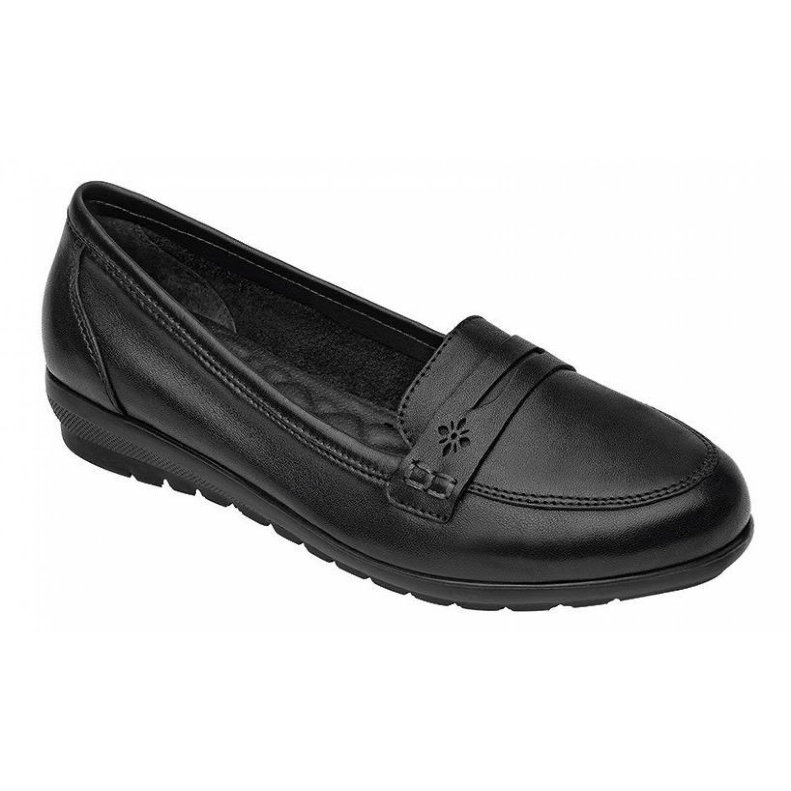 Calzado Dama Mujer Zapato Flexi Confort En Piel Negro Cómodo 