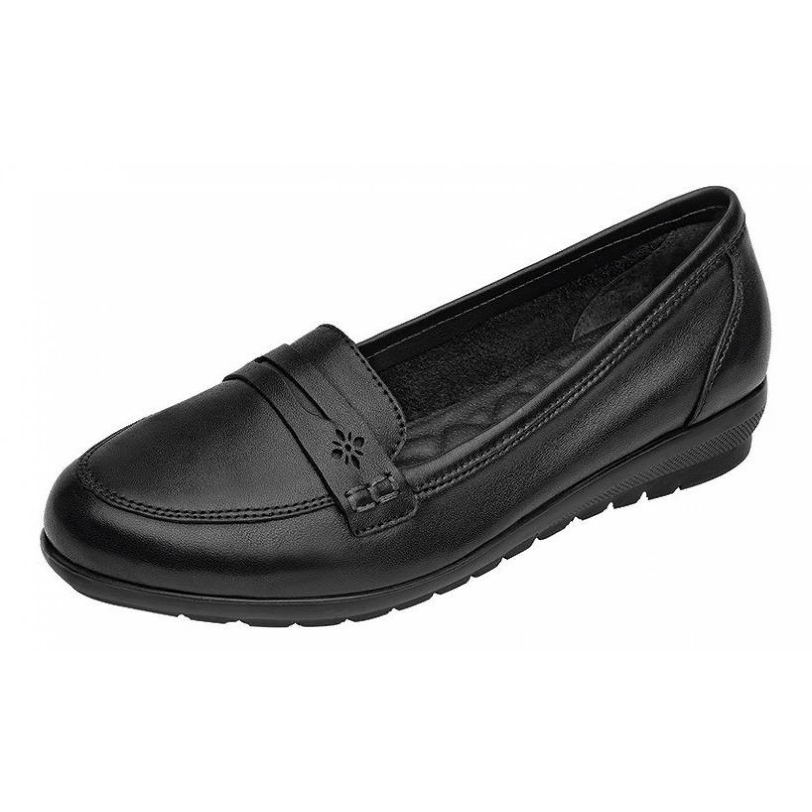 Calzado Dama Mujer Zapato Flexi Confort En Piel Negro Cómodo 
