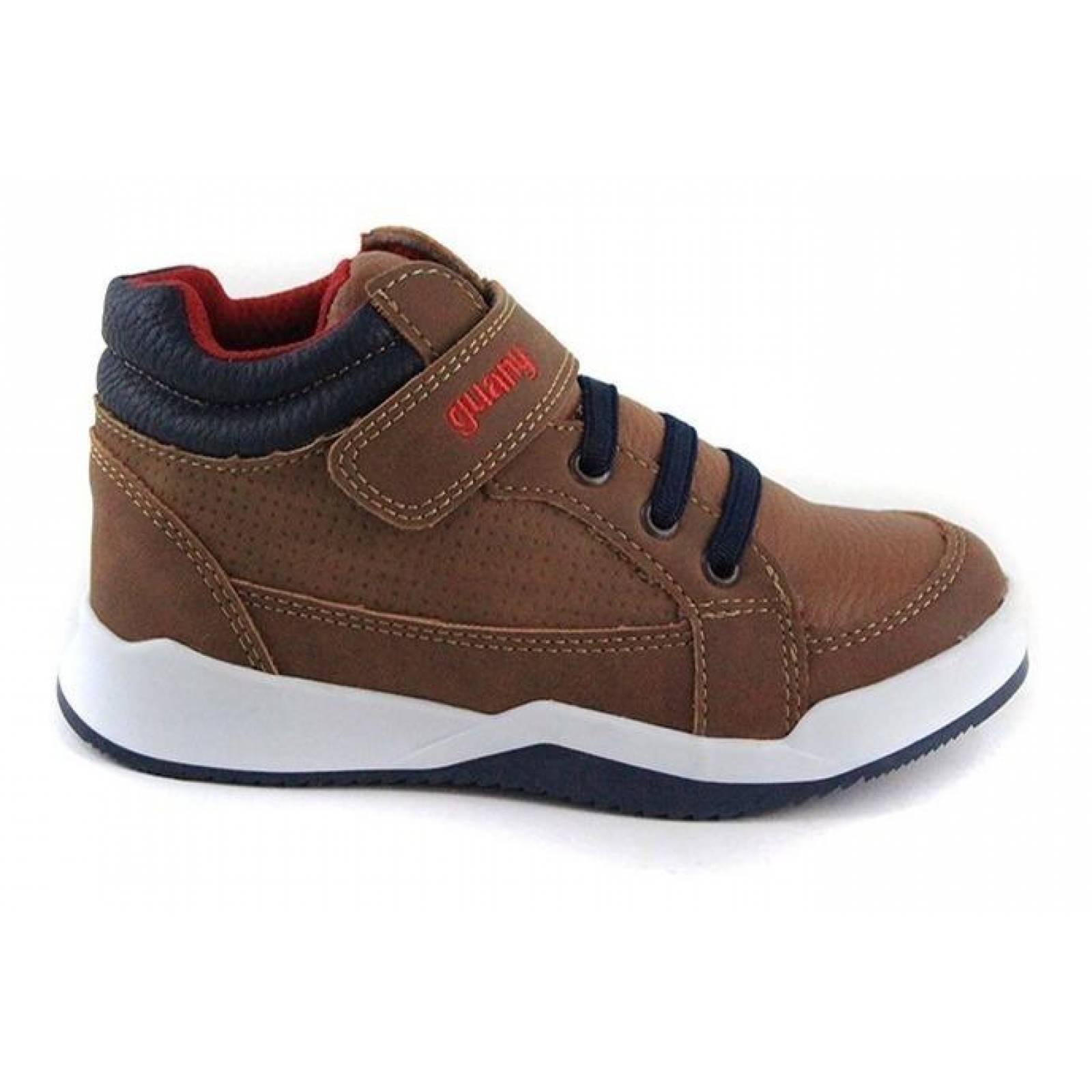 Calzado Kids Niño Tenis Botin Casual Tipo Piel Camel Comodo 