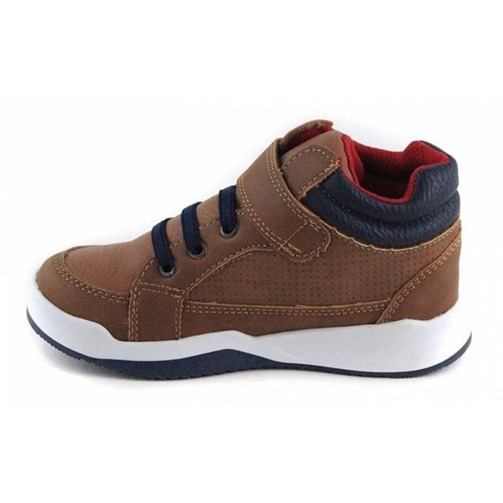 Calzado Kids Niño Tenis Botin Casual Tipo Piel Camel Comodo 