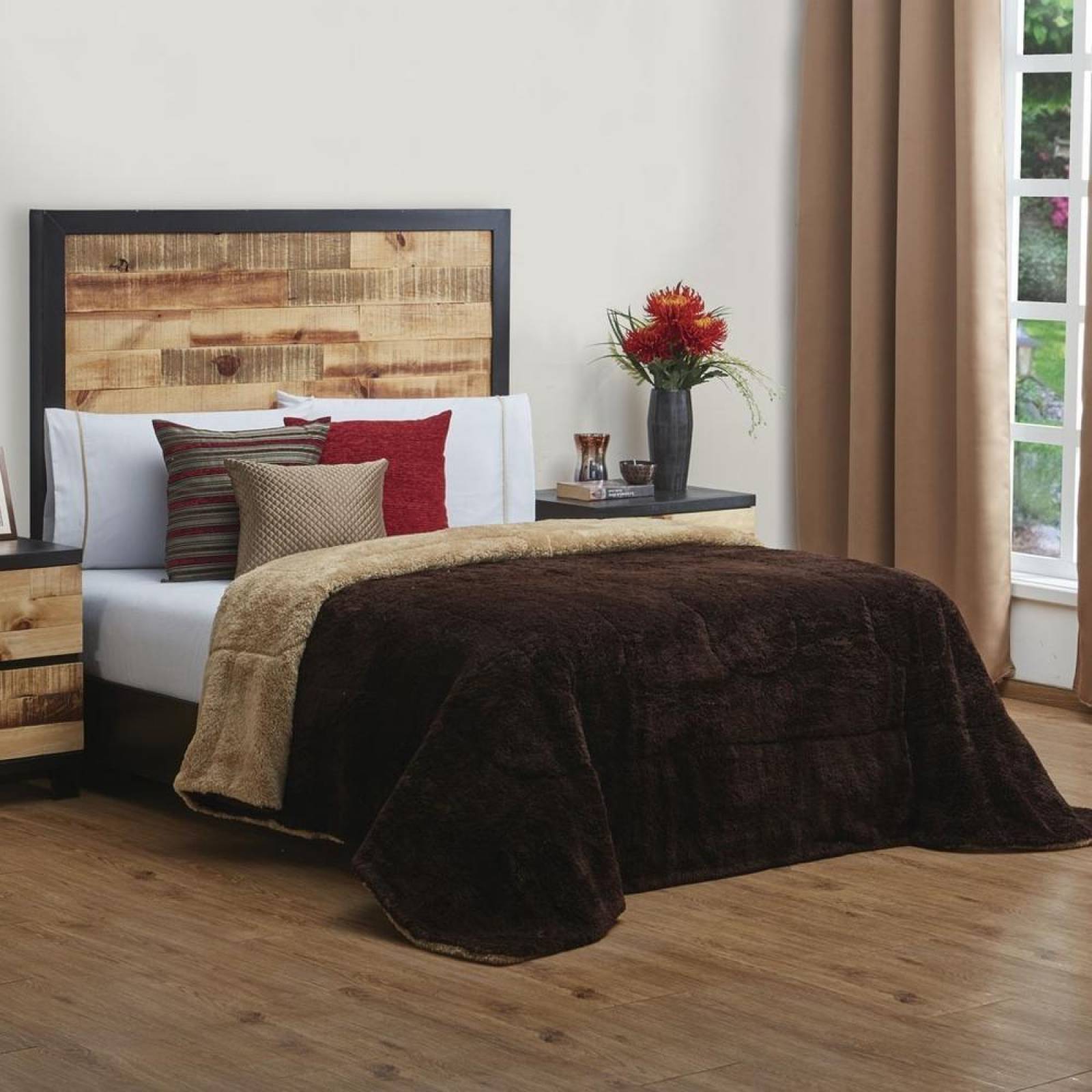 Cobertor Matrimonial Borrega Color Chocolate Suave 