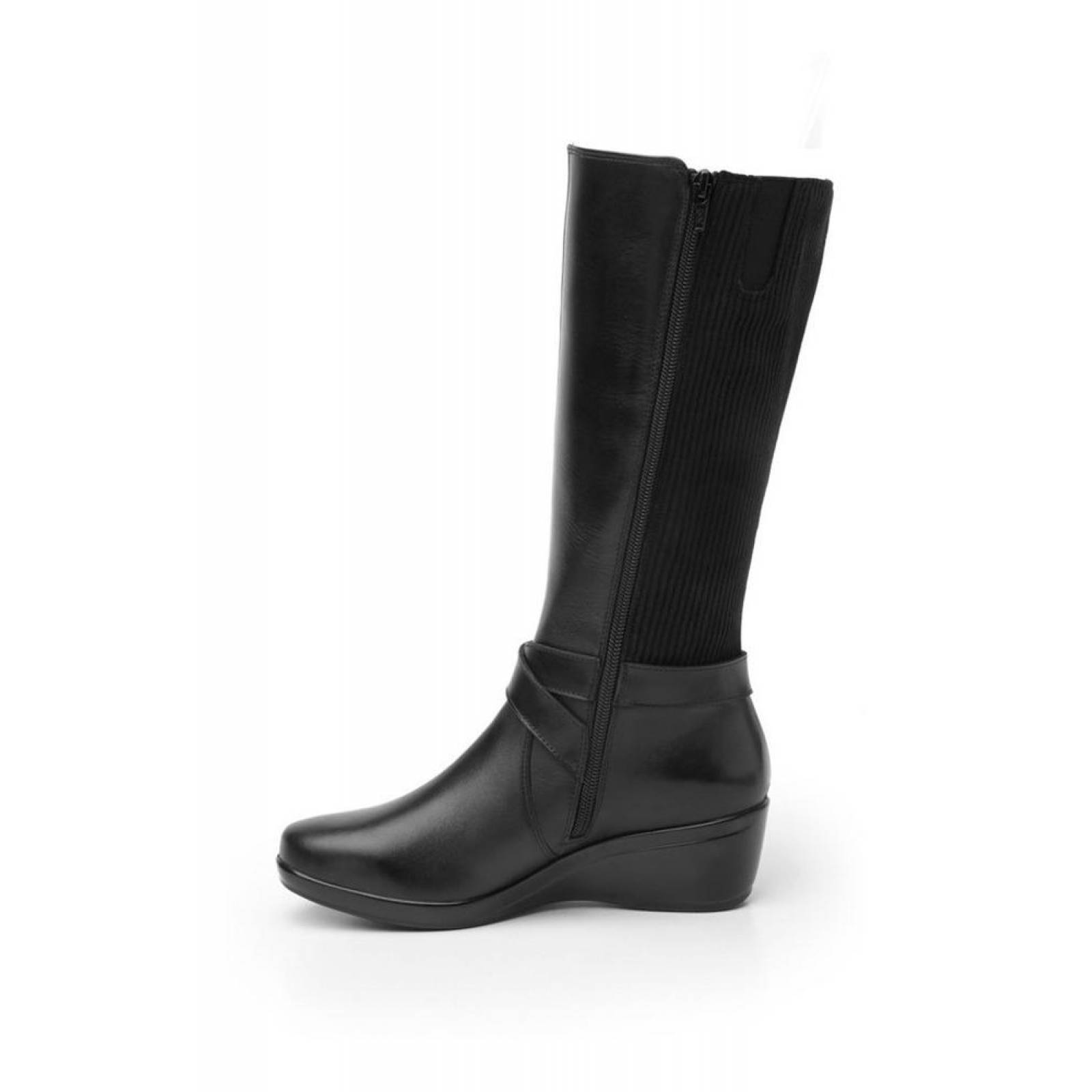 Botas Largas Mujer Dama Flexi Piel Negro Casuales 