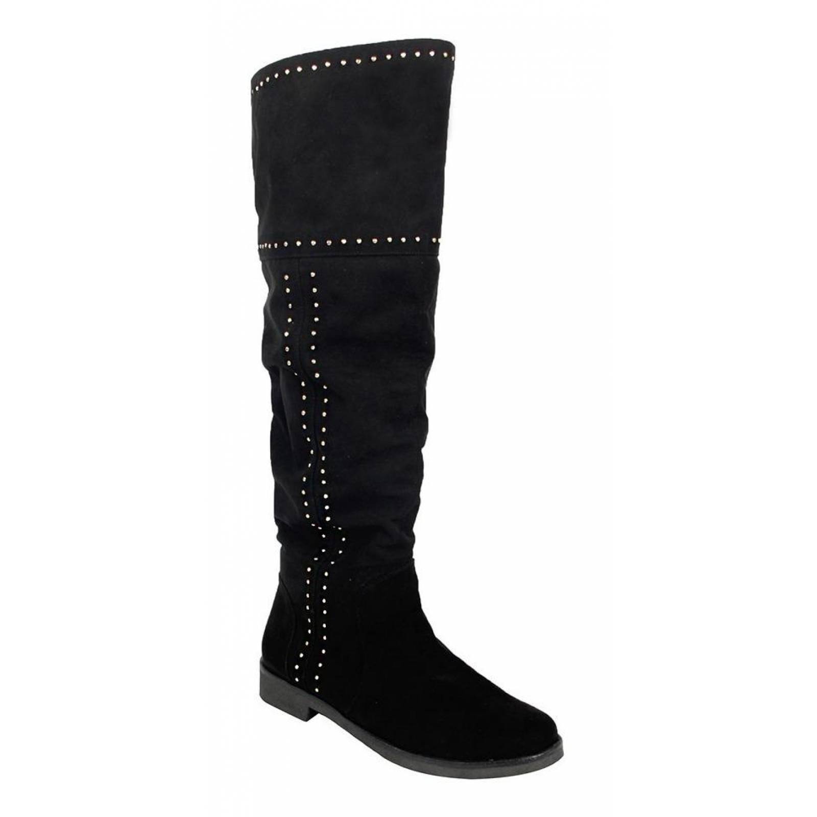 Botas Dama Mujer Largas Tipo Gamuza Negro Casuales