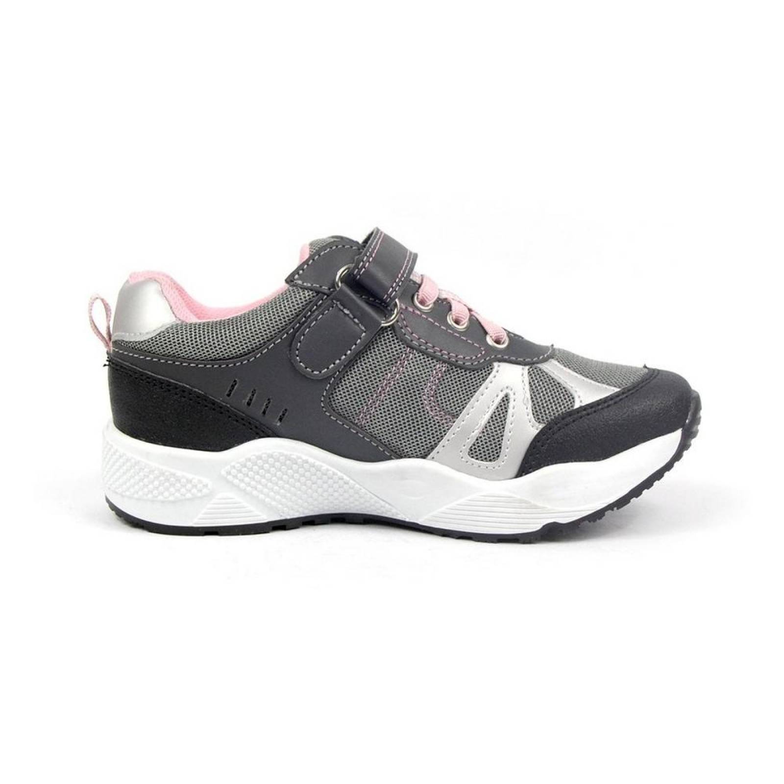 Tenis Para Niña Casuales Textil Gris Cómodos 