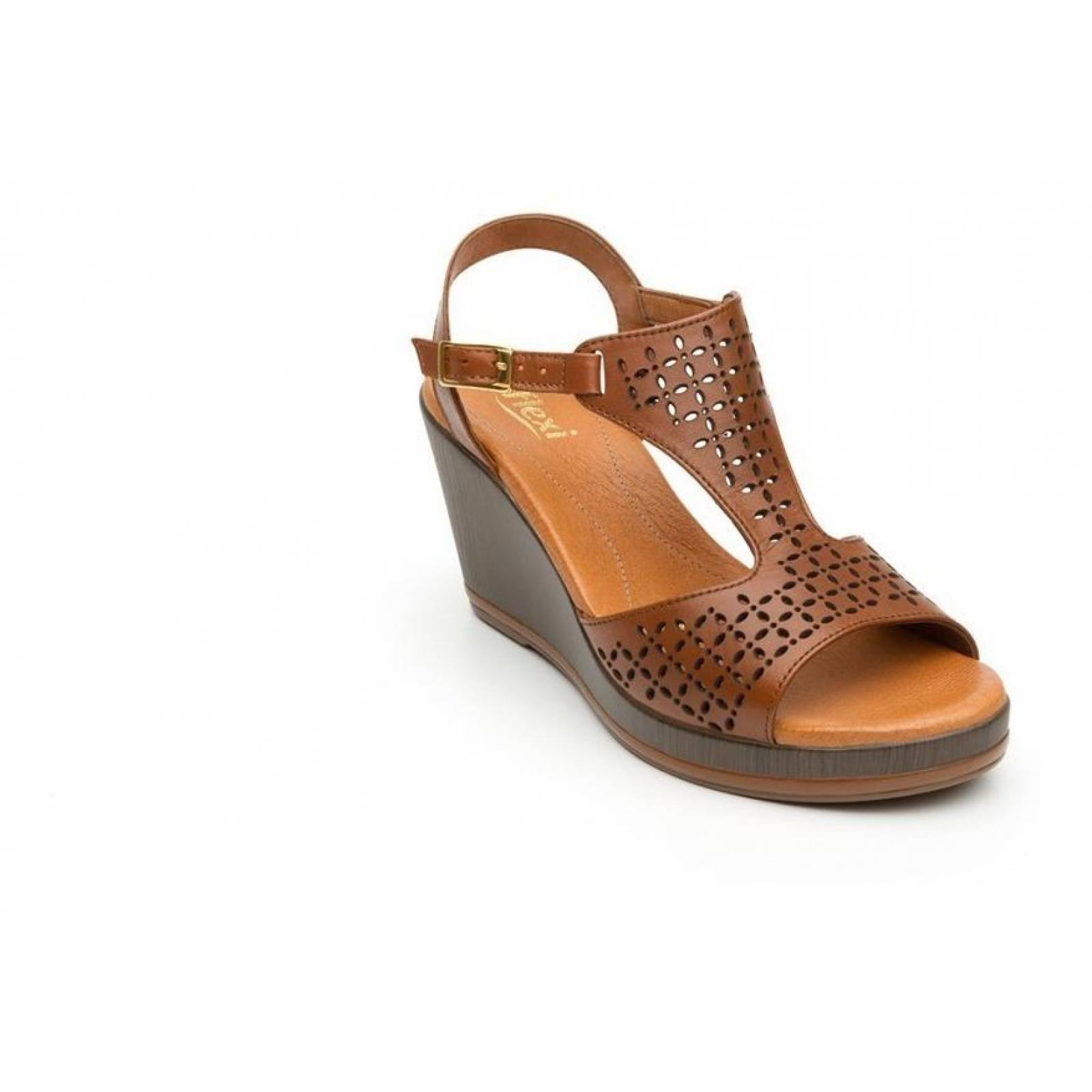Calzado Dama Mujer Sandalia Plataforma Flexi Piel Cafe Comod 