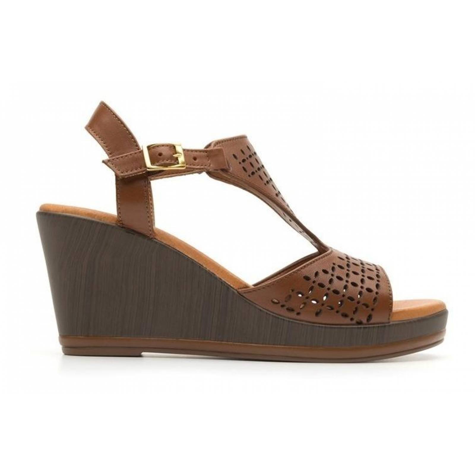 Calzado Dama Mujer Sandalia Plataforma Flexi Piel Cafe Comod