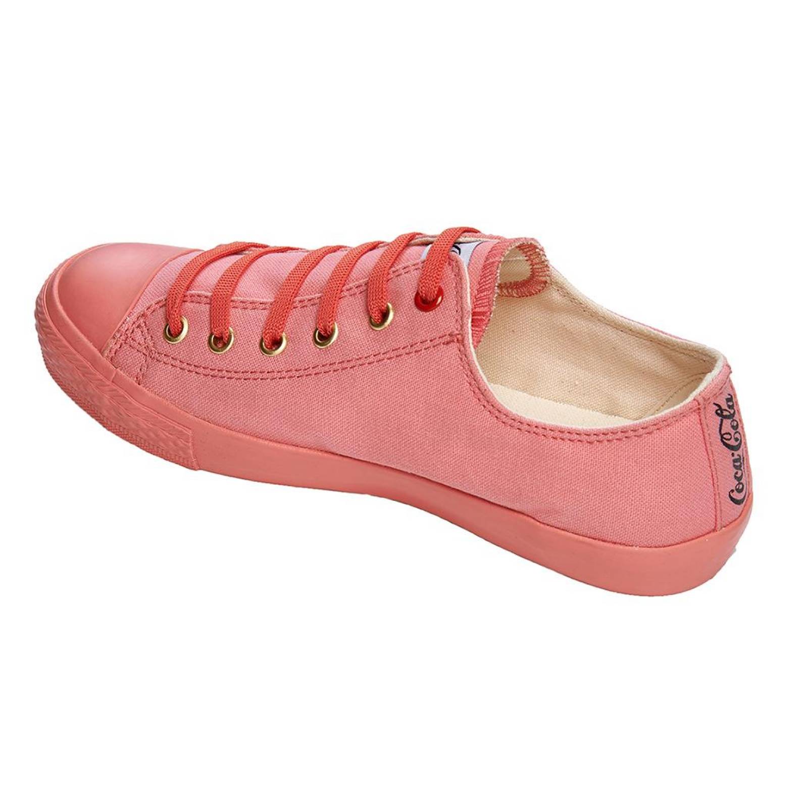 Tenis casual para mujer edición Coca Cola elaborados en Textil, color coral 