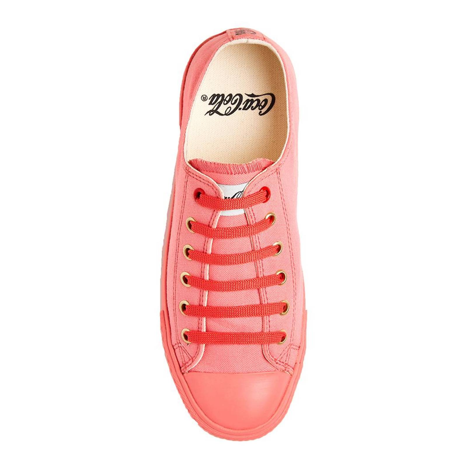 Tenis casual para mujer edición Coca Cola elaborados en Textil, color coral 