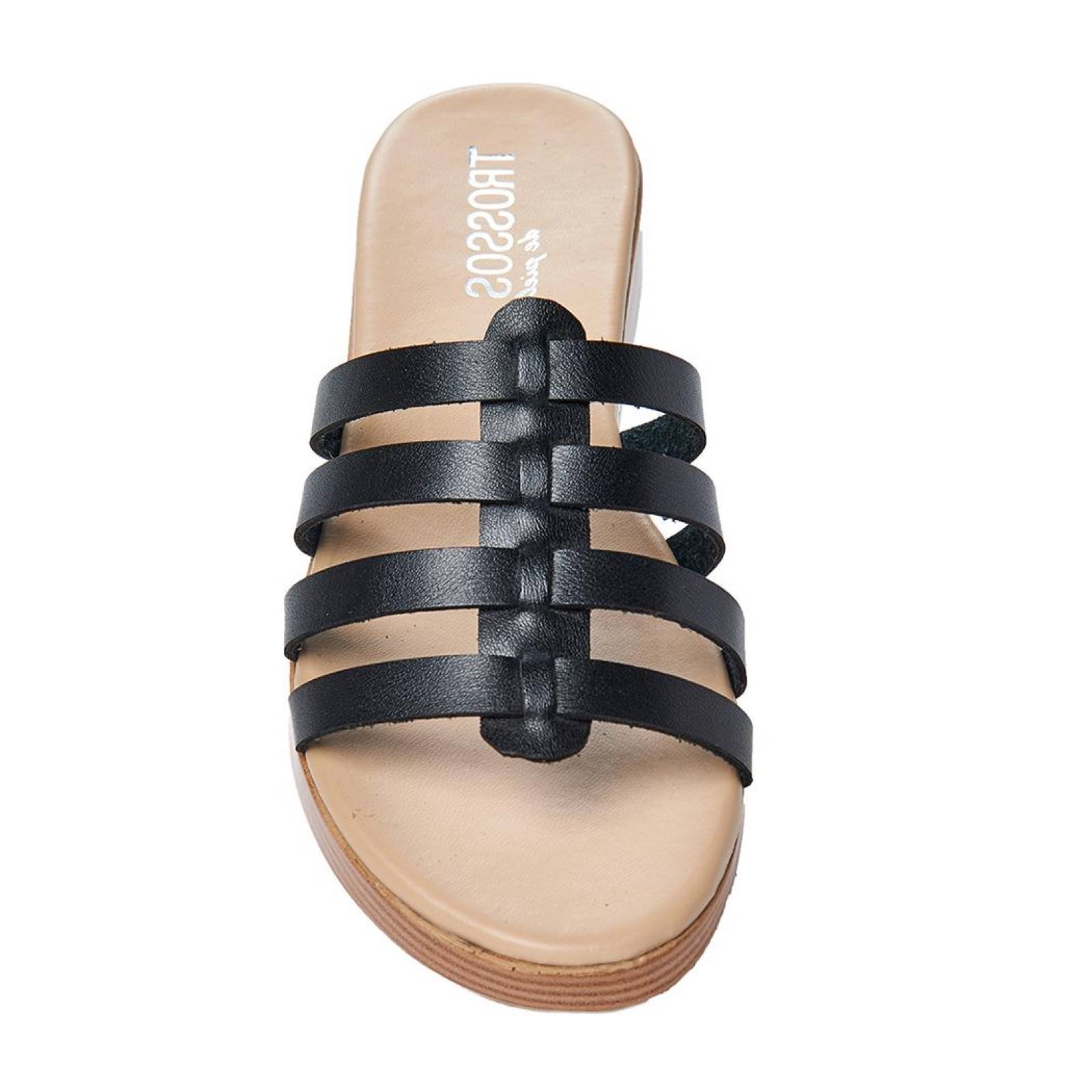 Sandalia Casual Mujer acabado Tipo Piel Negro 