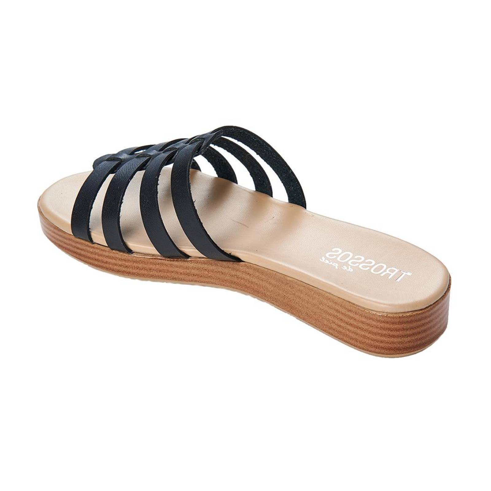 Sandalia Casual Mujer acabado Tipo Piel Negro 