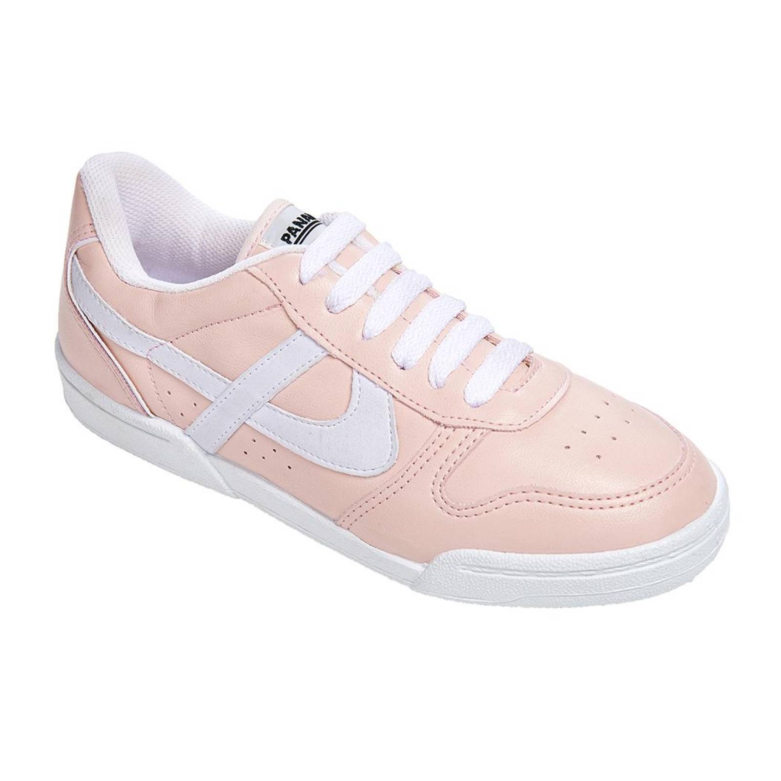 Tenis Panam Para Mujer Tecno Piel Rosa y Blanco Casual 