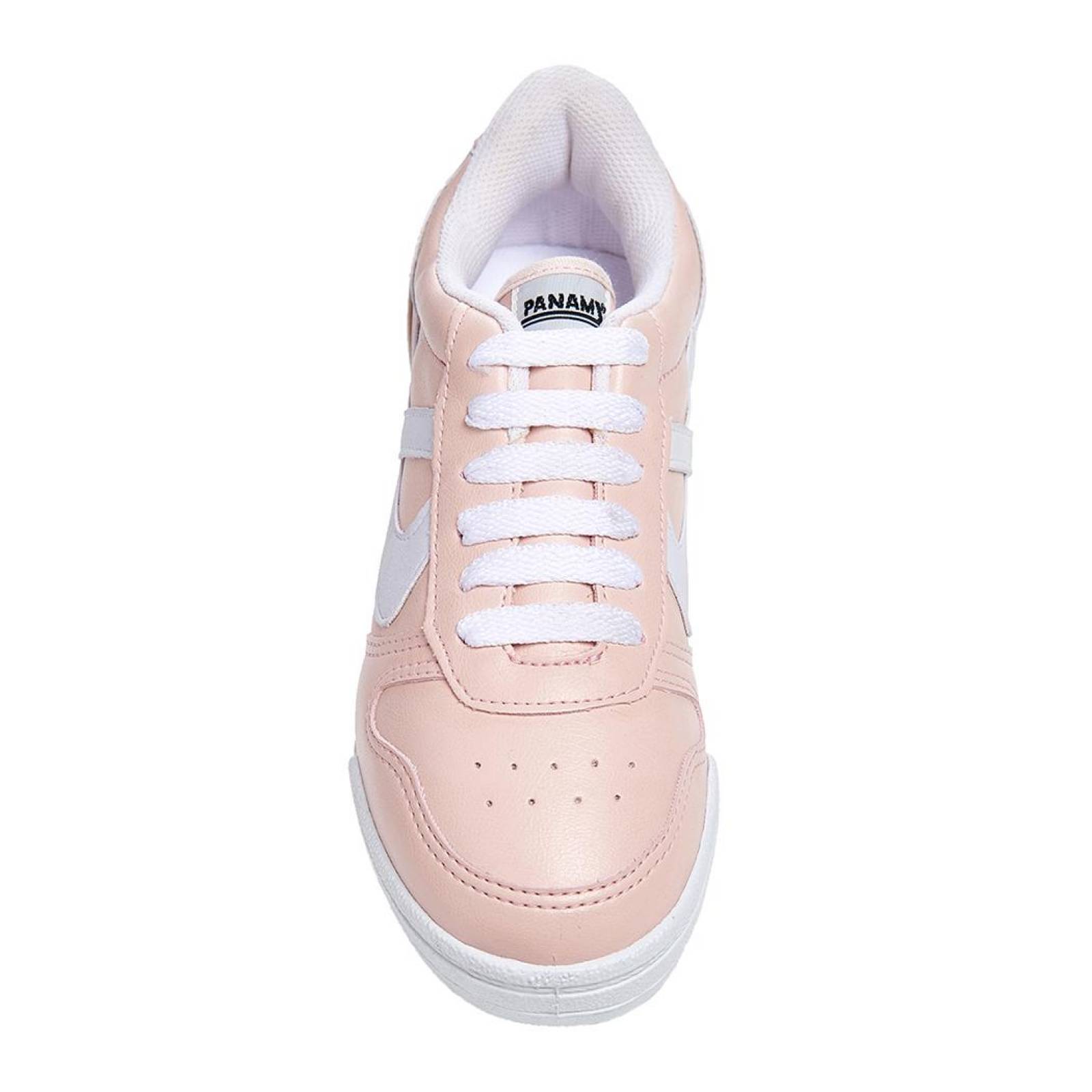 Tenis Panam Para Mujer Tecno Piel Rosa y Blanco Casual 