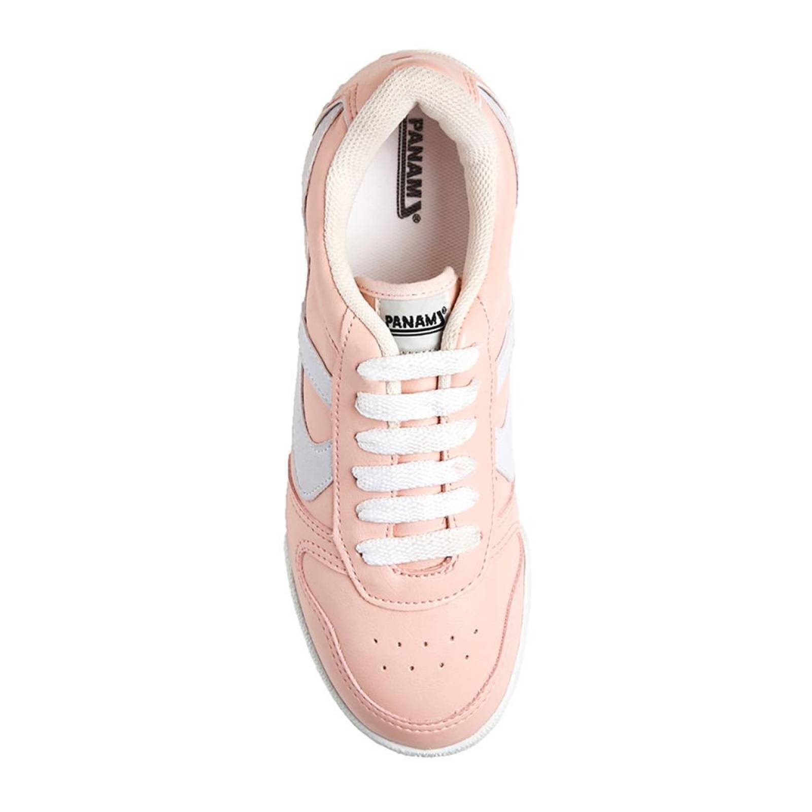 Tenis Panam Para Mujer Tecno Piel Rosa y Blanco Casual 