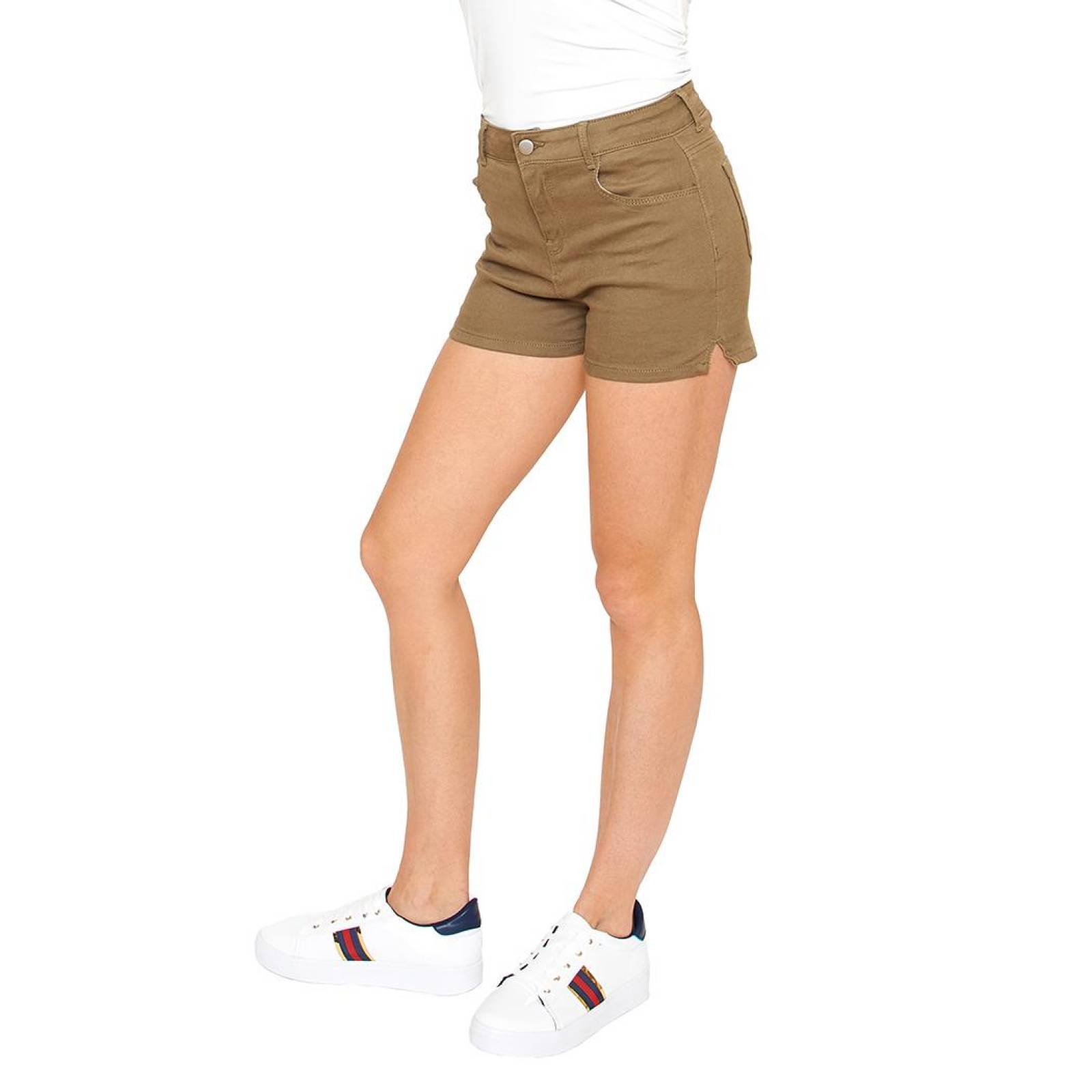 Short mujer tipo gabardina stretch casual verde push-up 