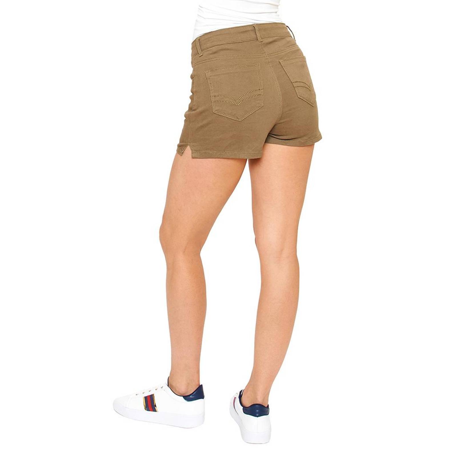 Short mujer tipo gabardina stretch casual verde push-up 
