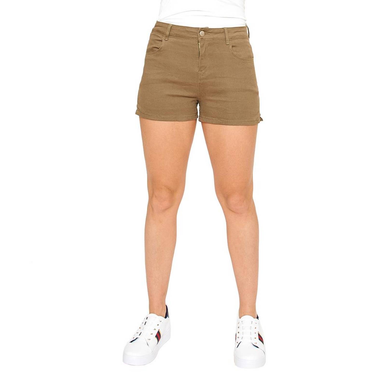Short mujer tipo gabardina stretch casual verde push-up 