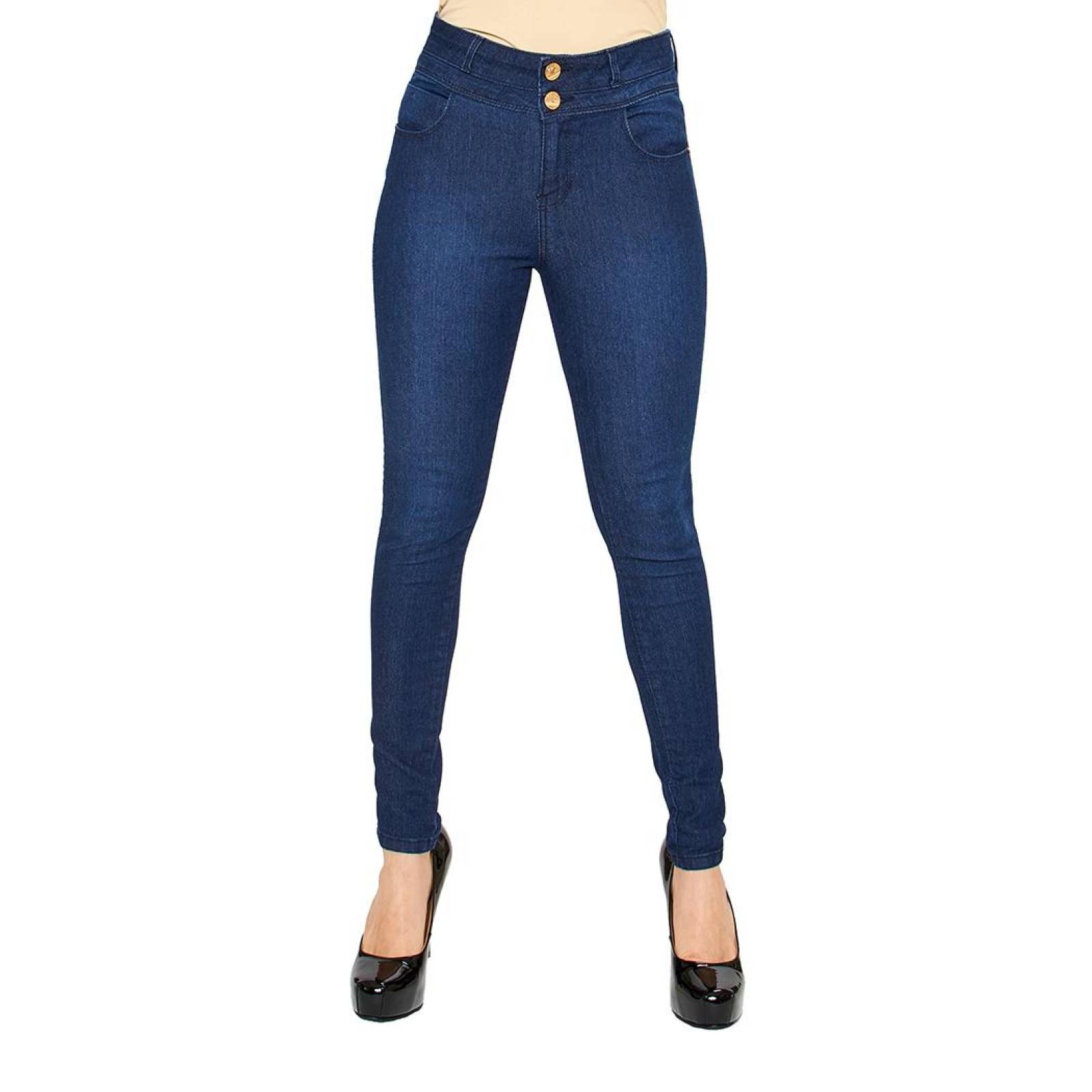 Jeans para Mujer Skinny Suave y elástico Stretch Push Up Azul 