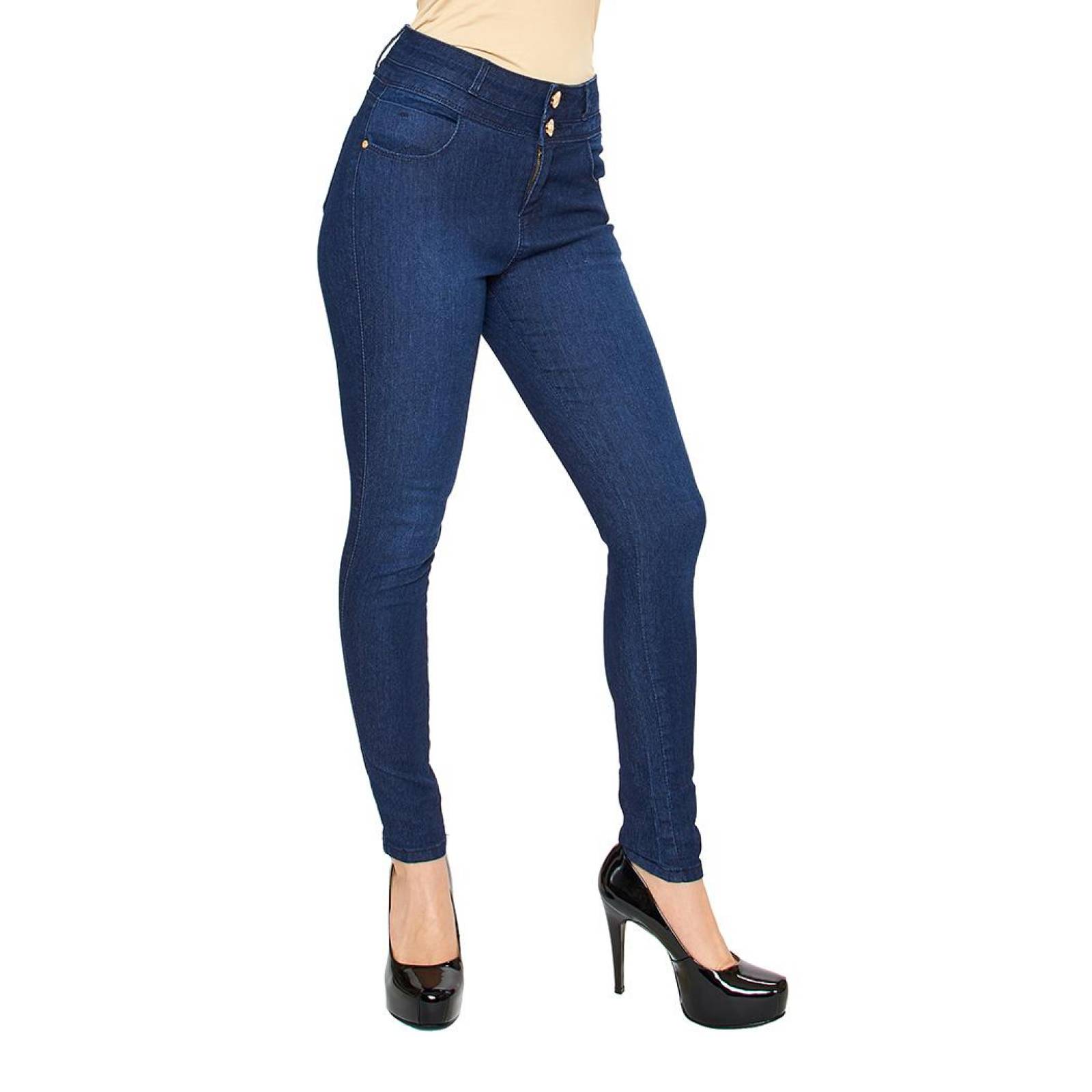 Jeans para Mujer Skinny Suave y elástico Stretch Push Up Azul 