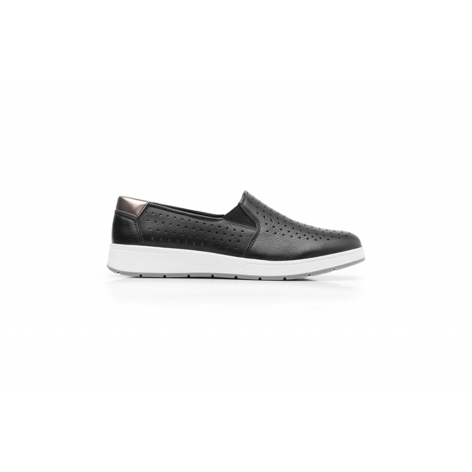 Tenis Slip-On Flexi Casual En Piel Negro Para Mujer 103601 
